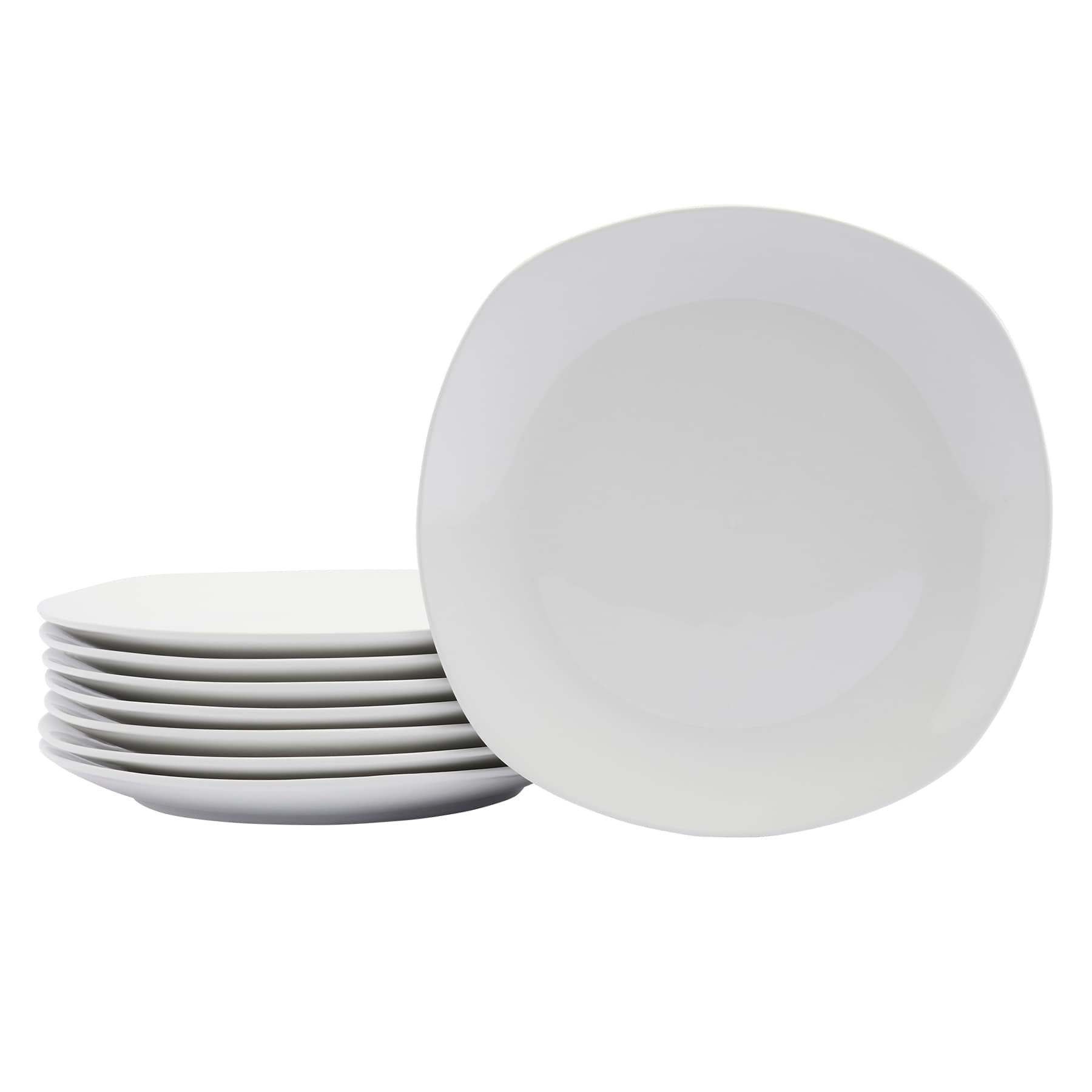 8-Piece Square Dinner Plates, White