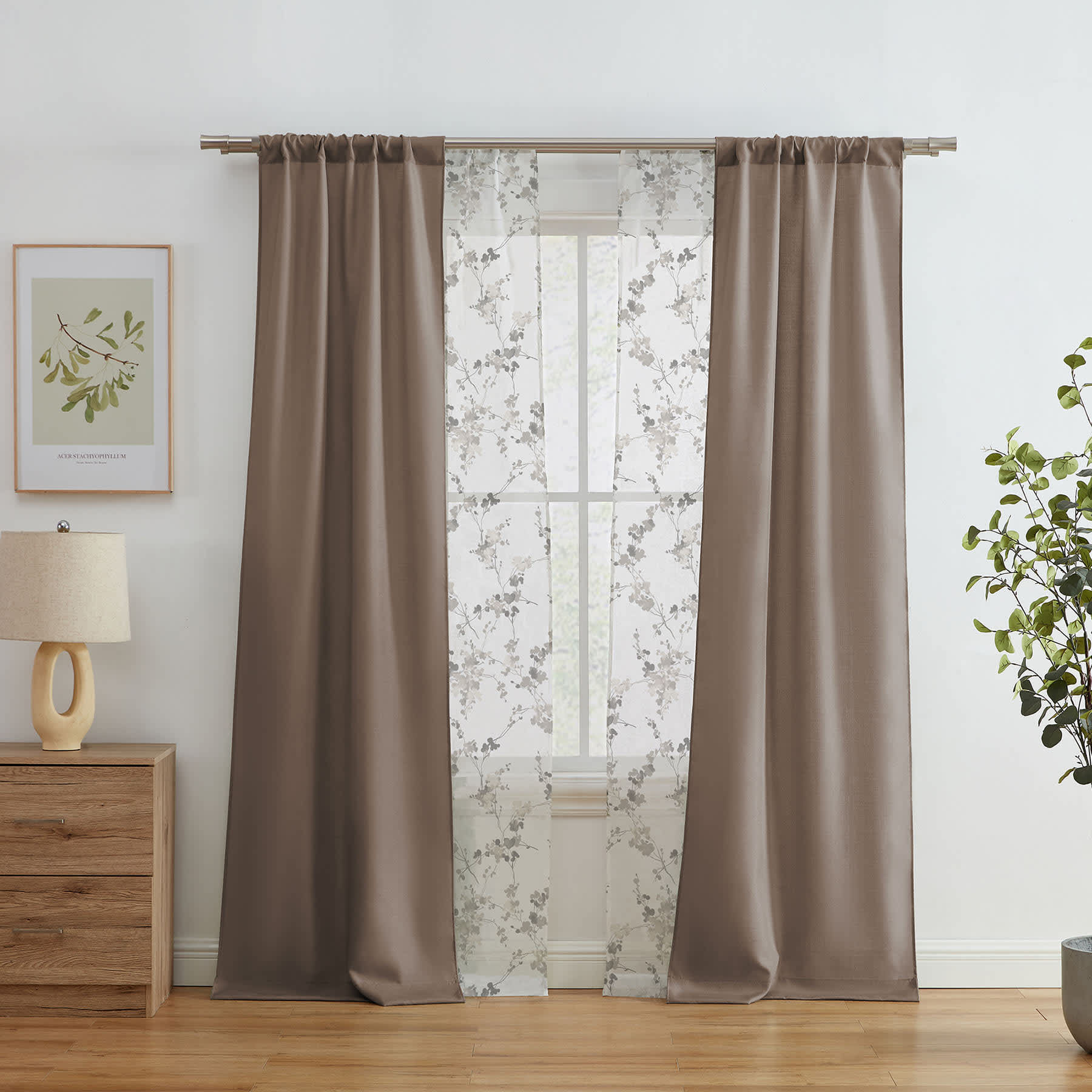 4-Pack Ryder & Greenwood Taupe Light Filtering Curtain Panels, 84"