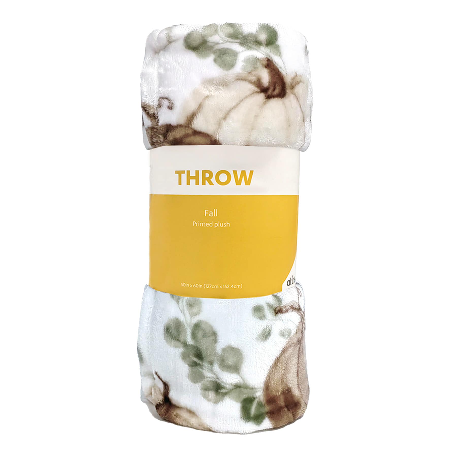 Pumpkin Print White Plush Throw Blanket, 50x60