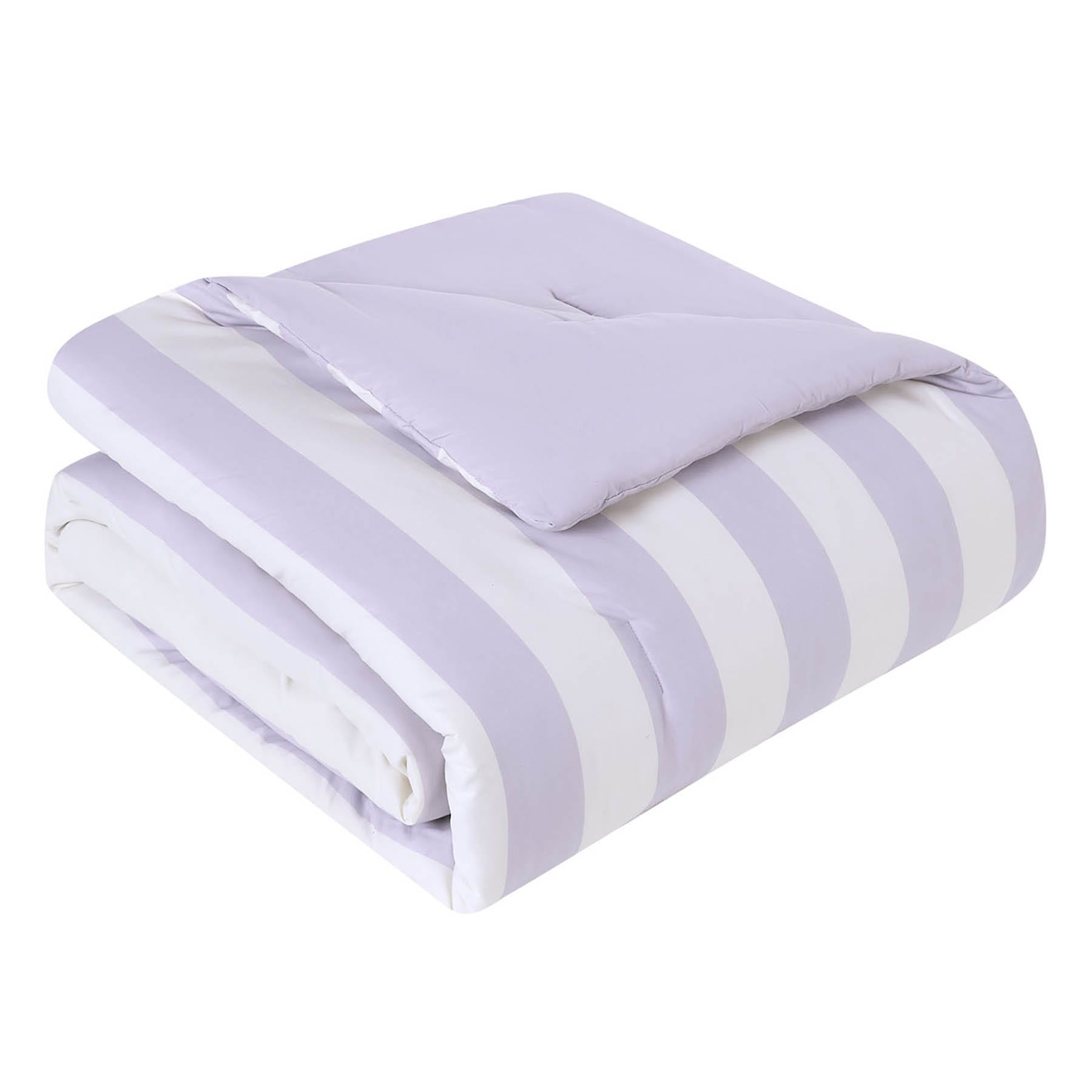 Tiny Dreamers 2-Piece Purple Cabana Stripe Comforter Set, Twin/Twin XL