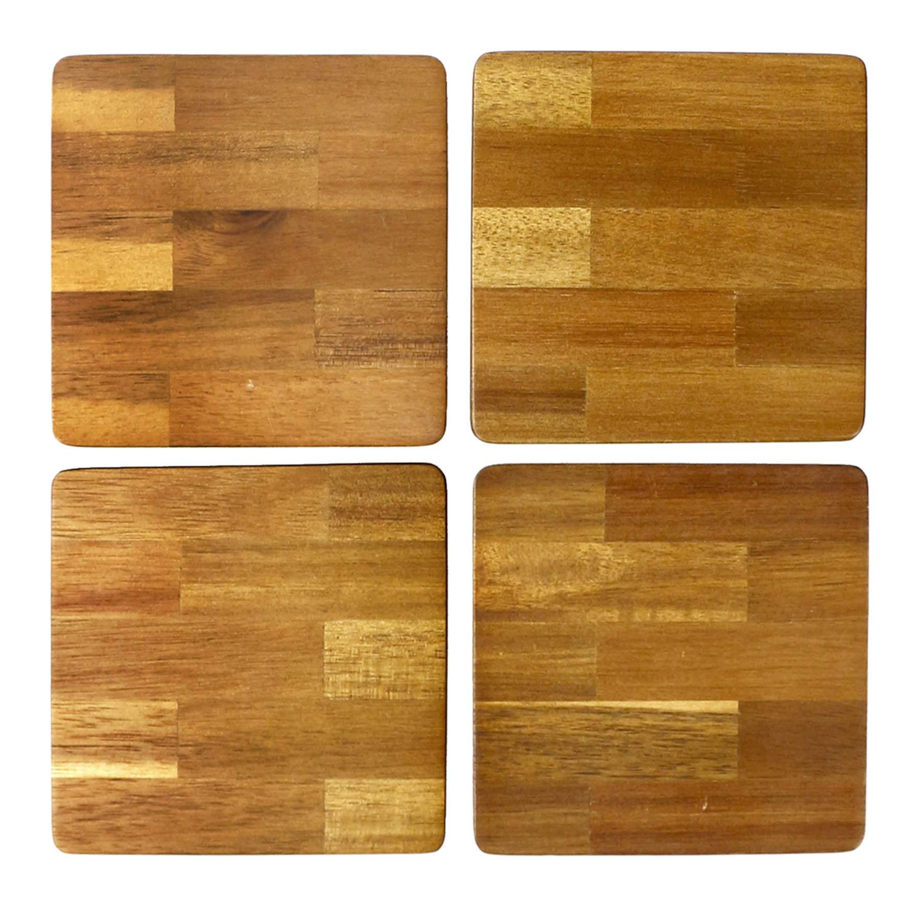Set of 4 Square Acacia Wood Coasters