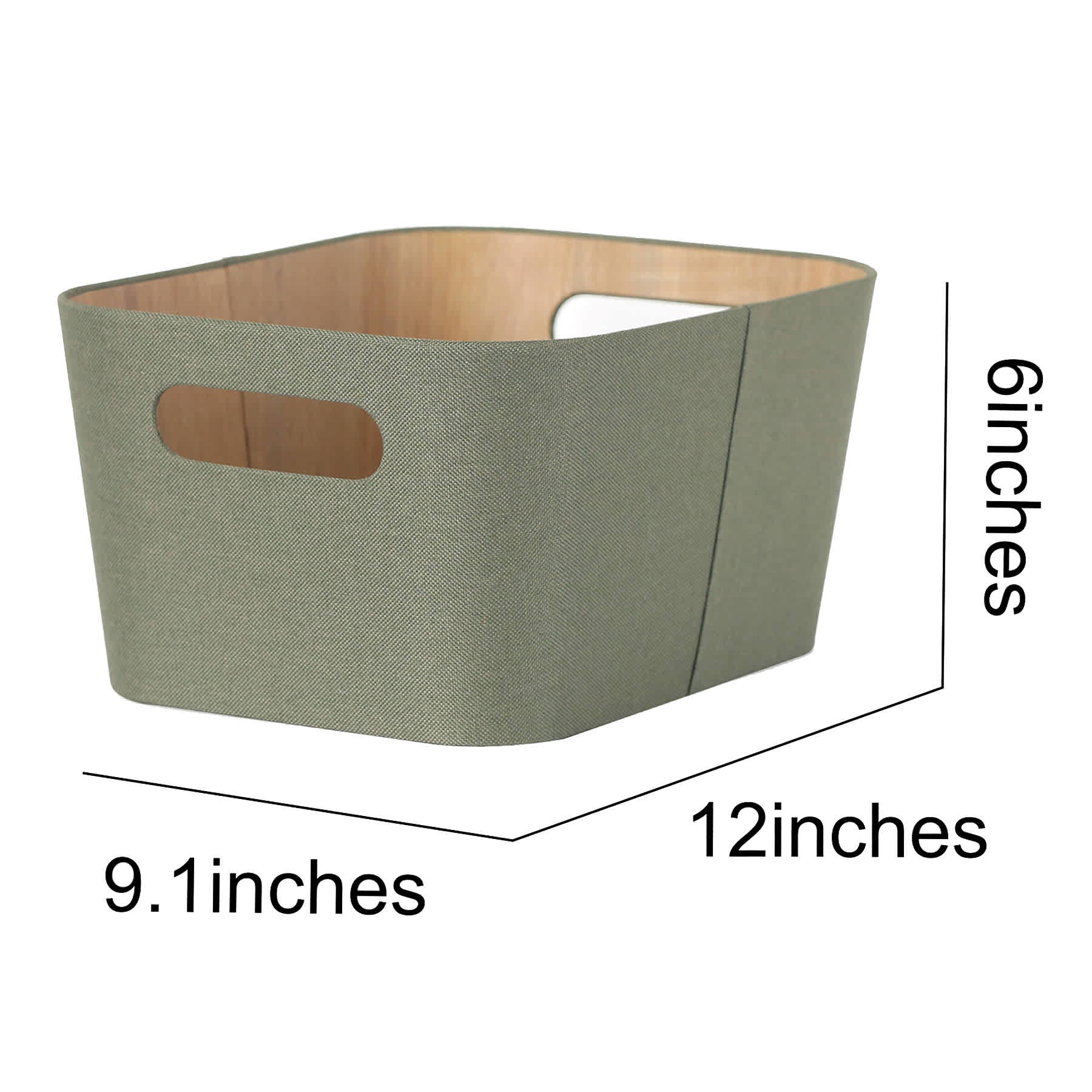 Green & Sage Wooden Storage Basket, 7.5l