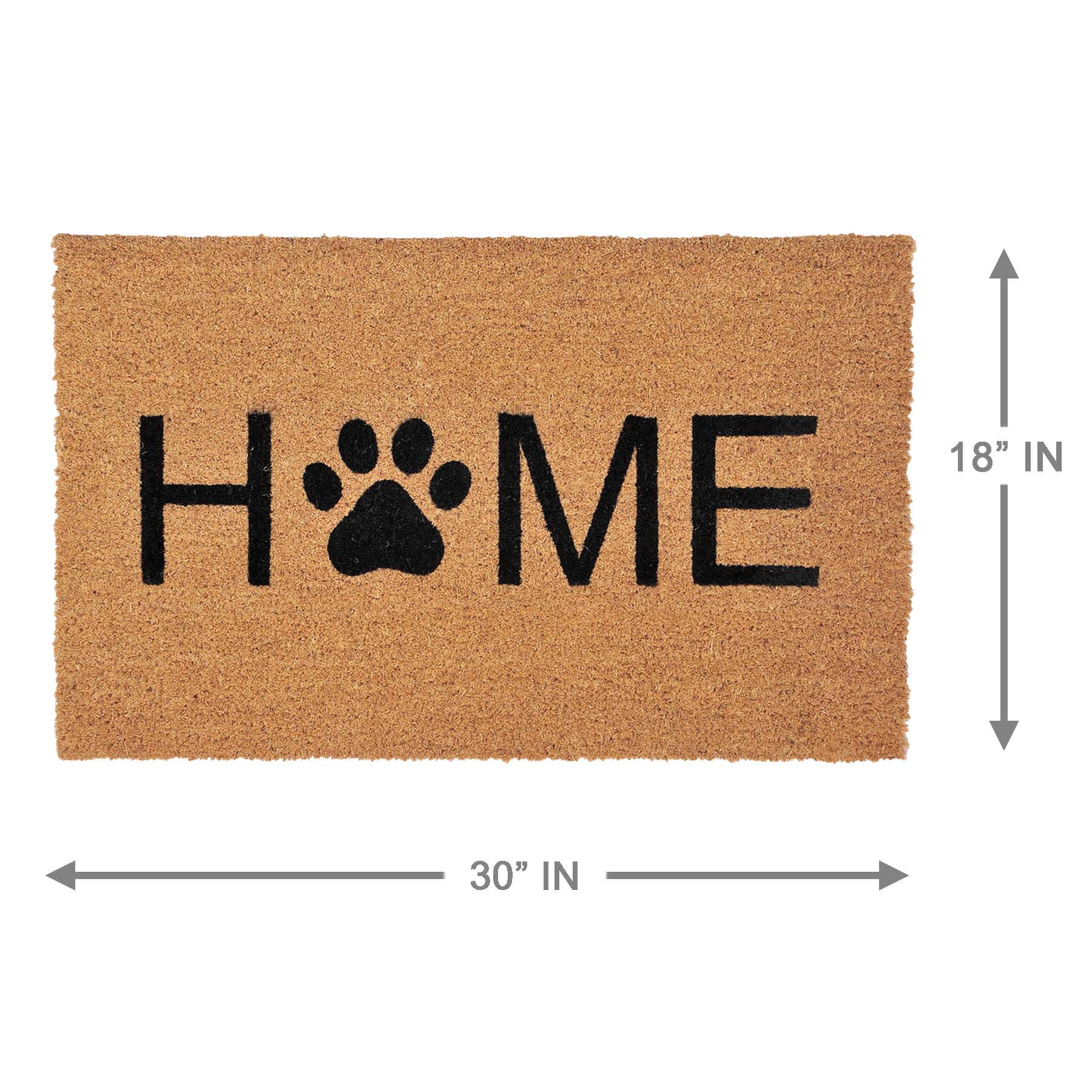Natural & Black Home Paw Print Coir Mat, 18x30