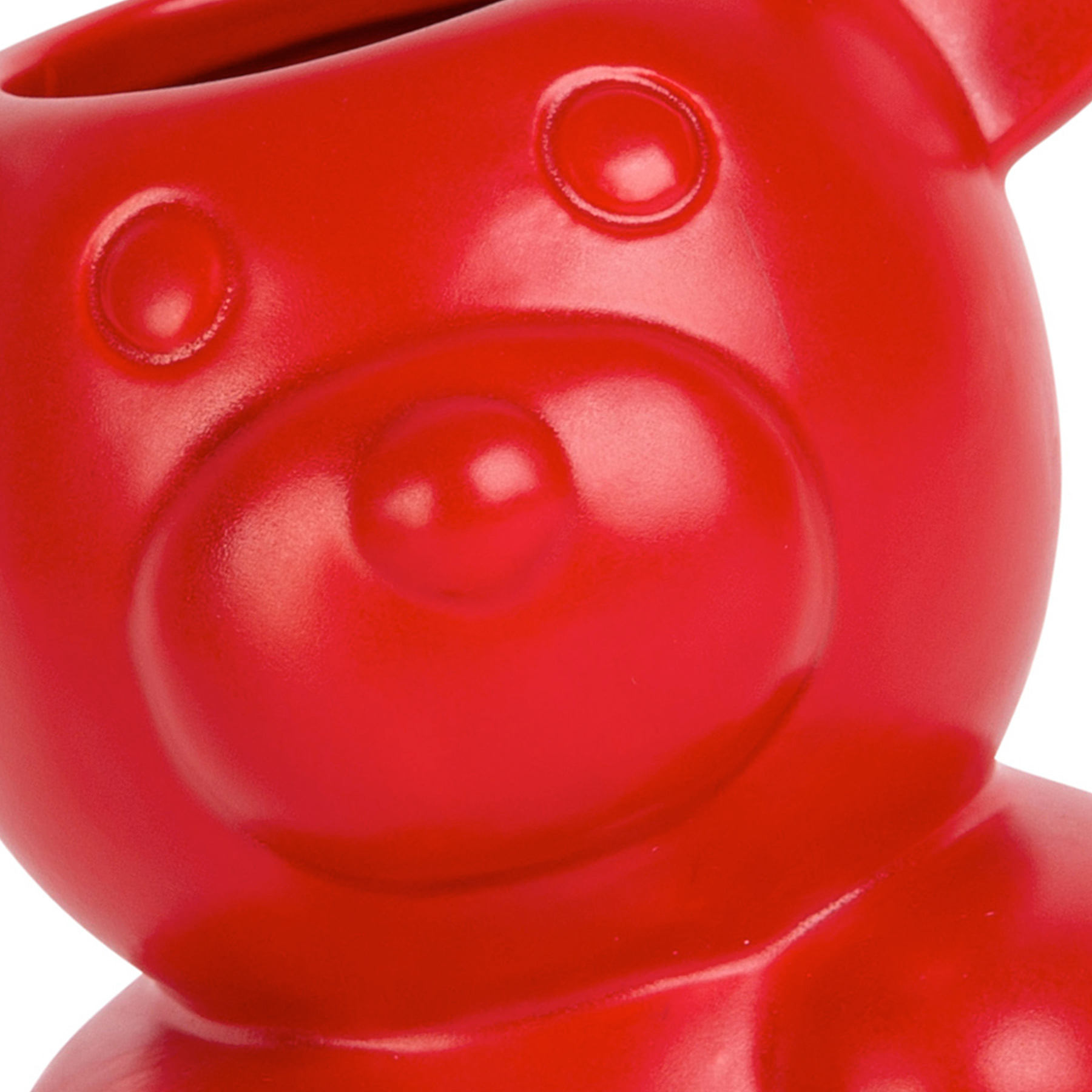 Red Ceramic Teddy Bear Vase, 6"