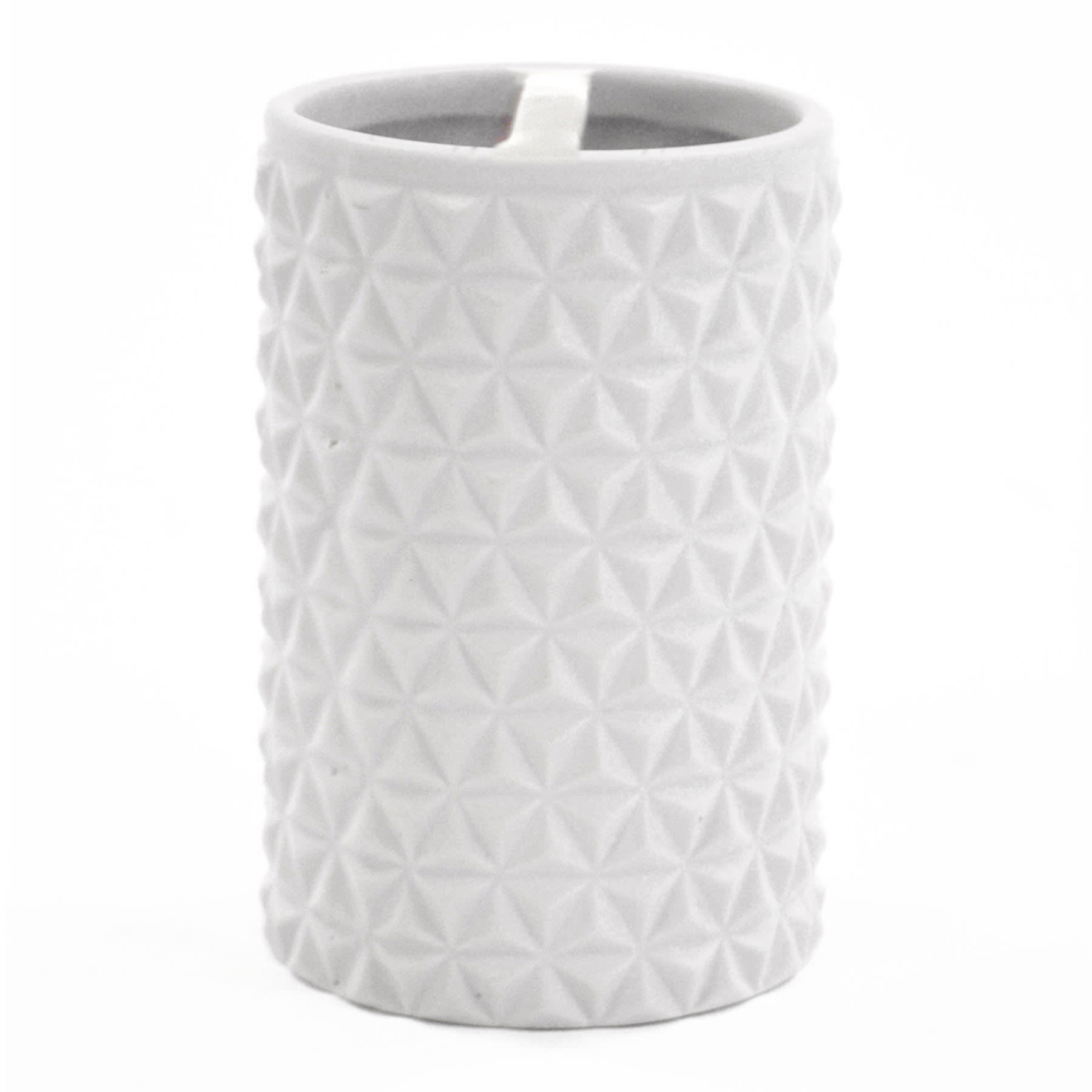 Crosby St. White Biker Textured Toothbrush Holder, 4.8"