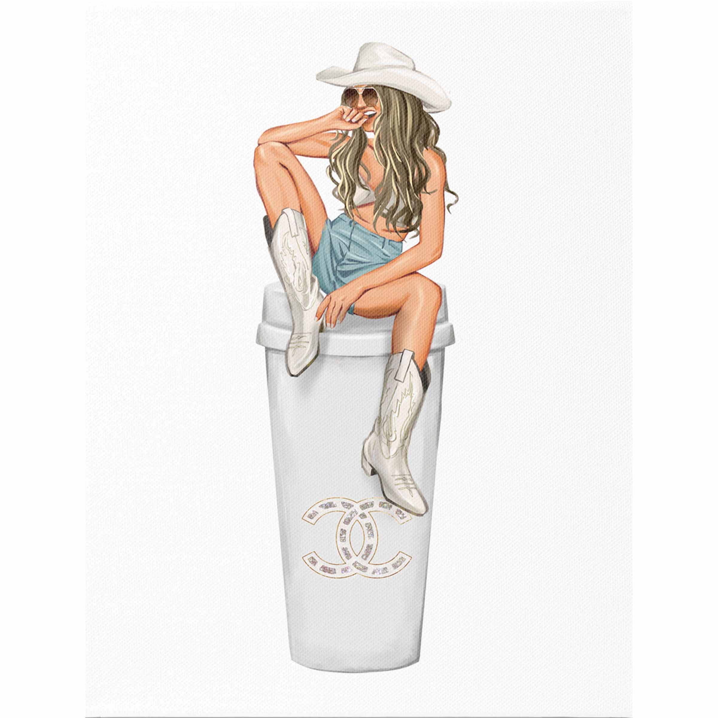 Cowgirl Coffee Cup Canvas Wall Art, 12x16