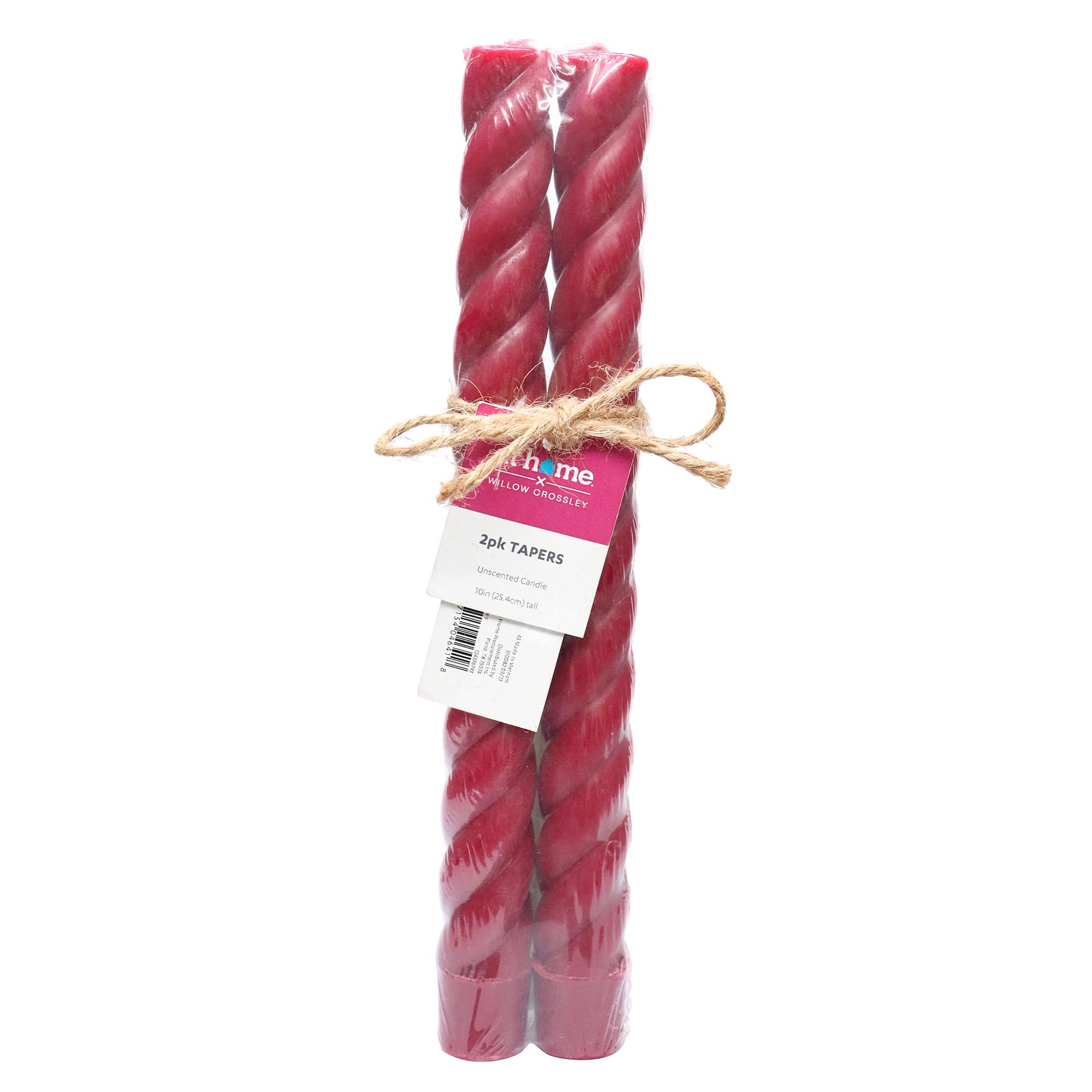 Willow Crossley 2-Pack Red Unscented Twisted Taper Candles, 10"