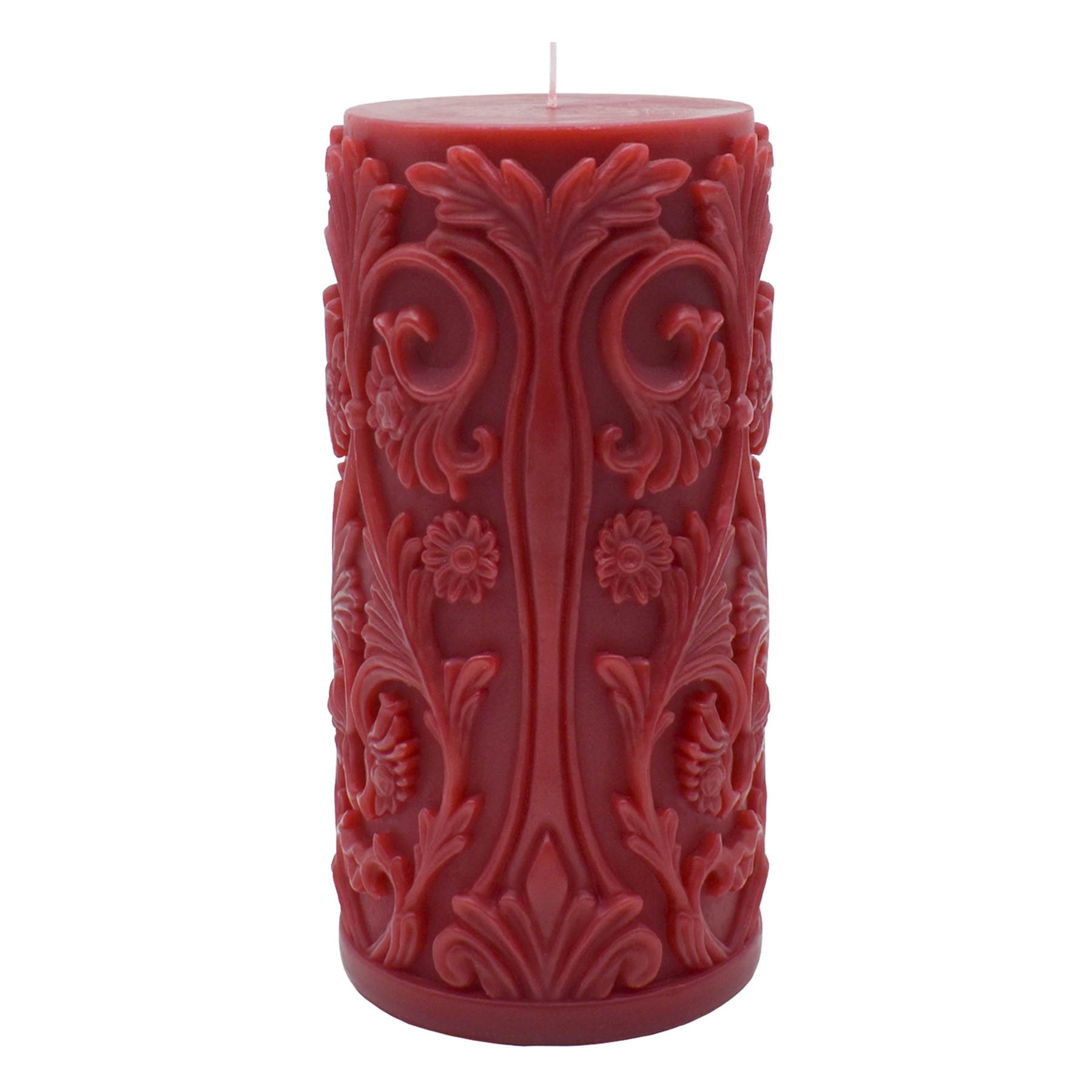 Midnight Shadows Red Ornate Halloween Pillar Candle, 3x6