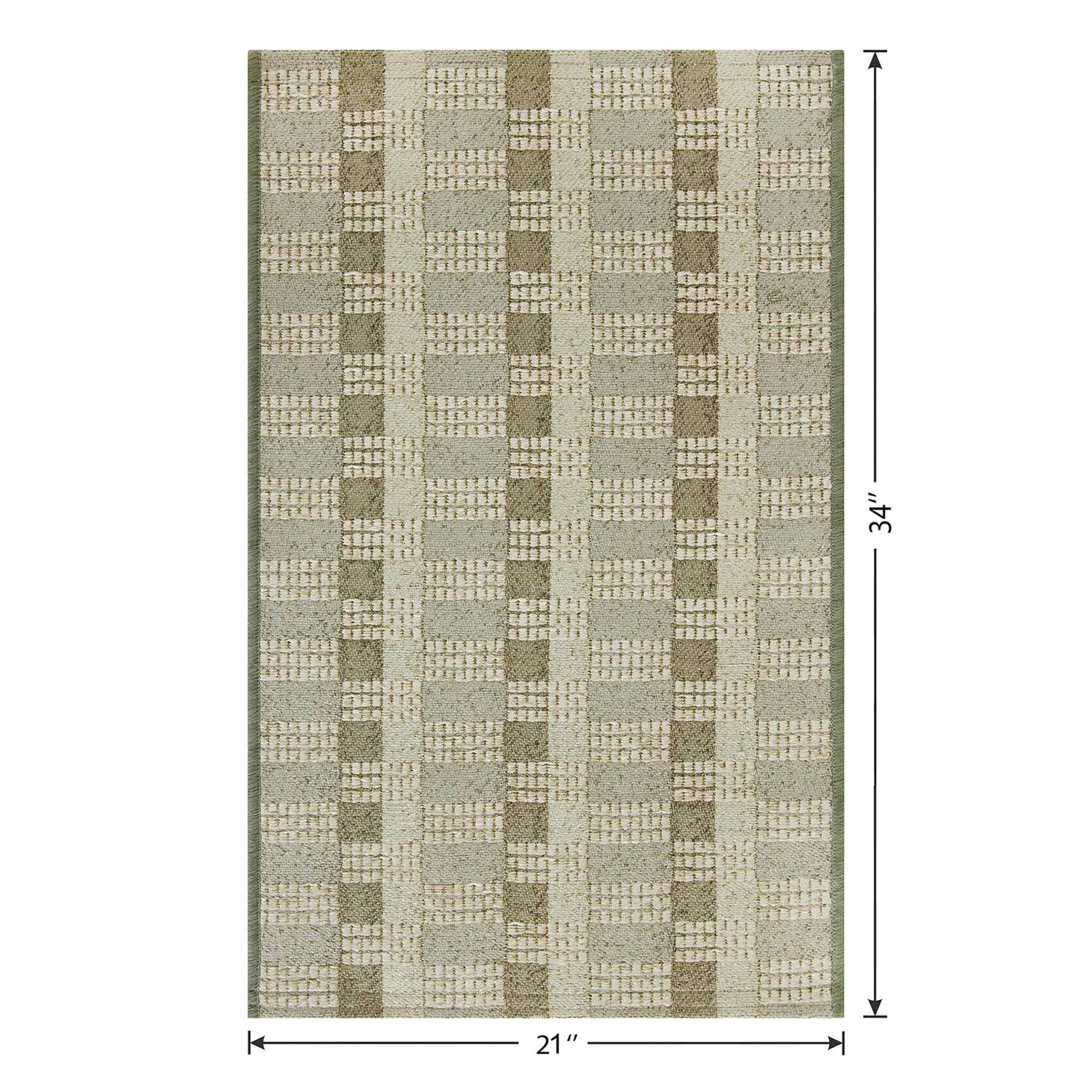 Green Gradient Tapestry Washable Accent Rug with Gel Latex Back, 21x34