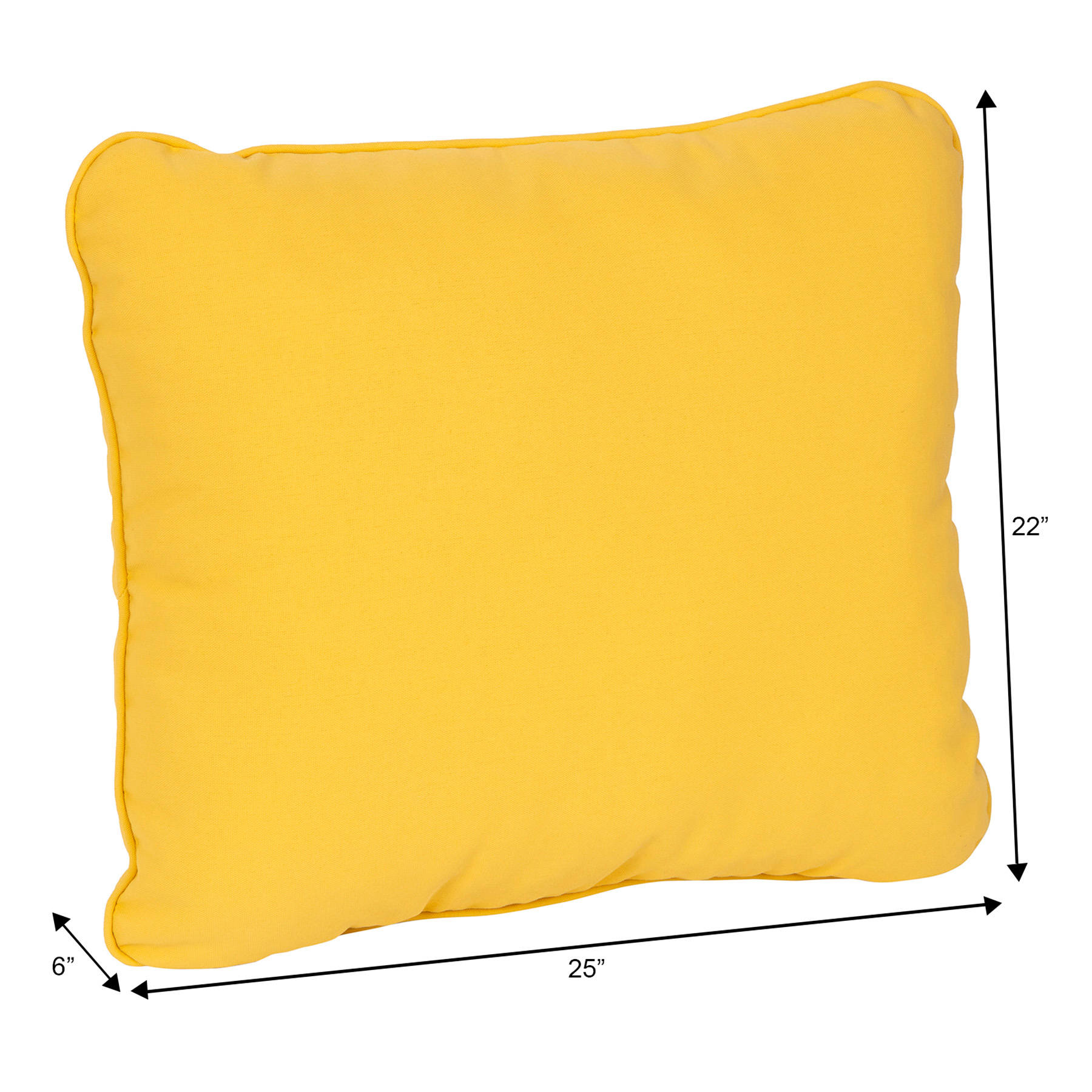 Butter Yellow Canvas Outdoor Corded Back Cushion