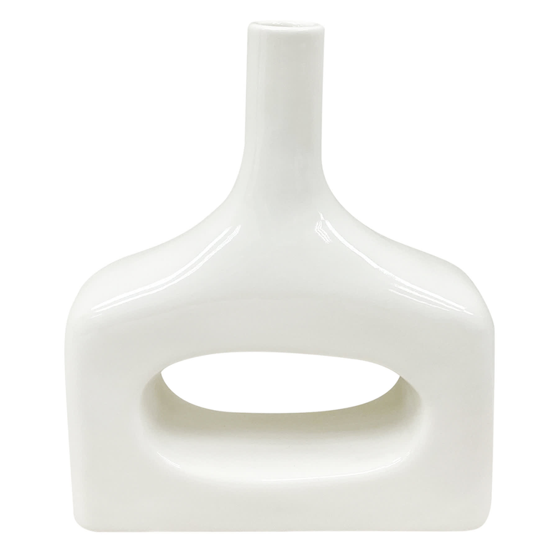 Crosby St. White Open Ceramic Vase, 7"