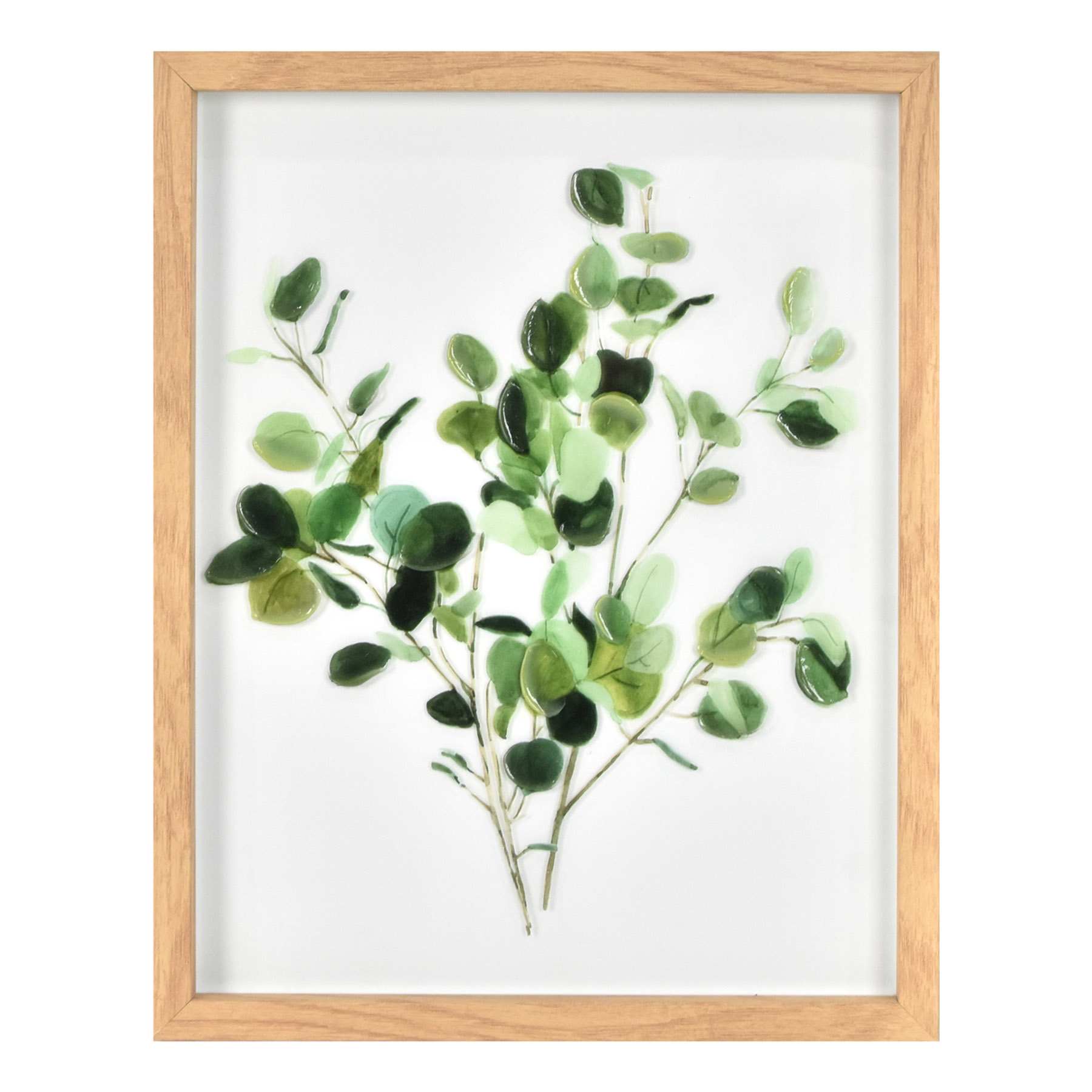 Glass Framed Leaves Print Wall Art, 11x14