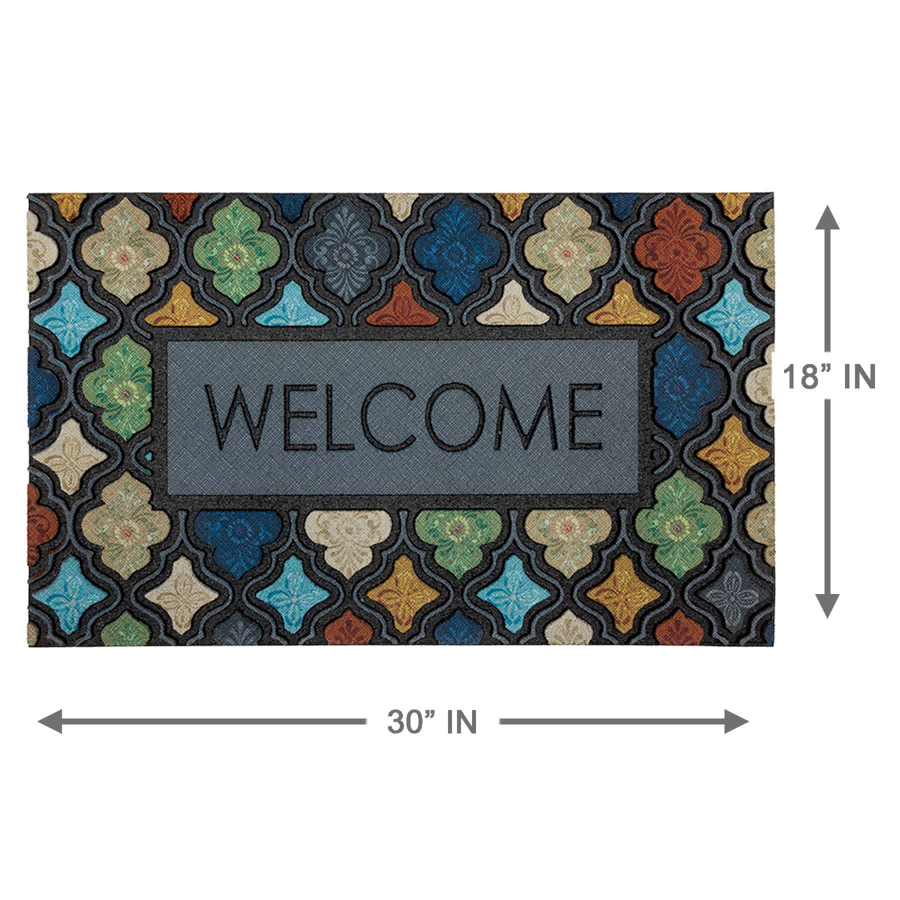 Multicolor Lattice Welcome Doormat, 18x30
