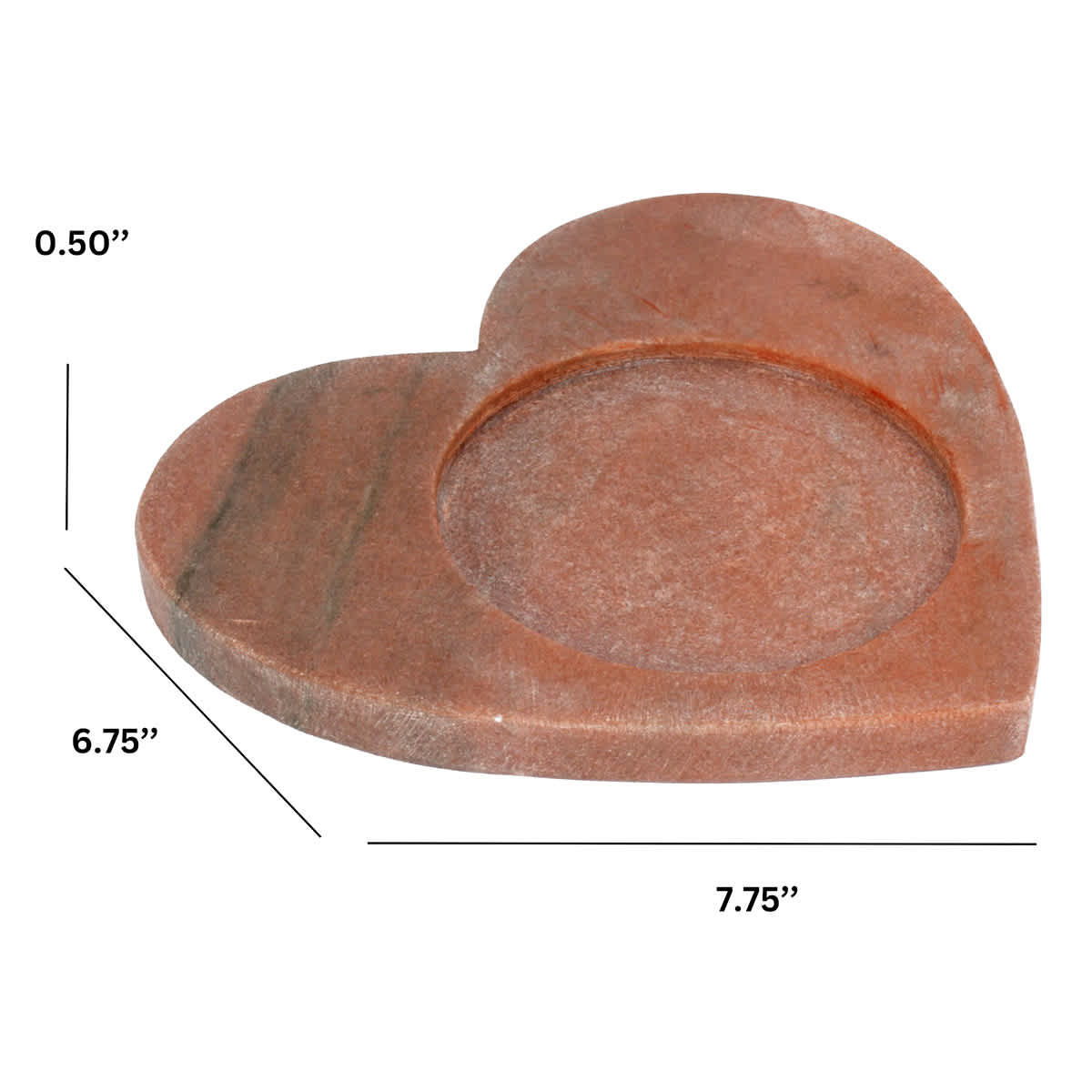 Pink Marble Heart Candle Plate, 7.5"