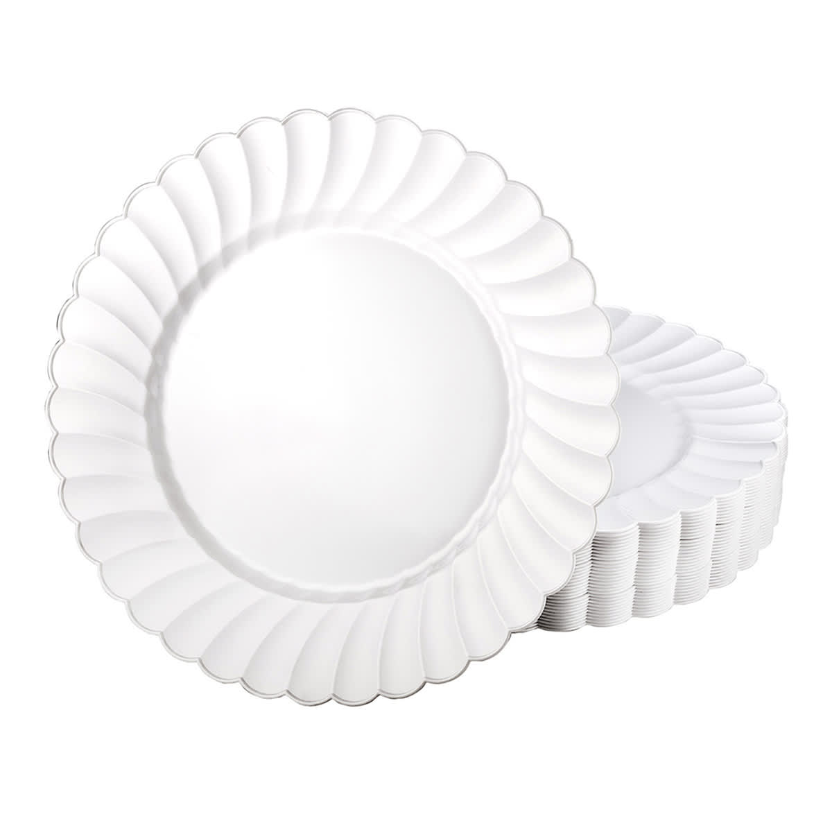 10-Pack Scalloped Edge Plastic Salad Plates, 8"