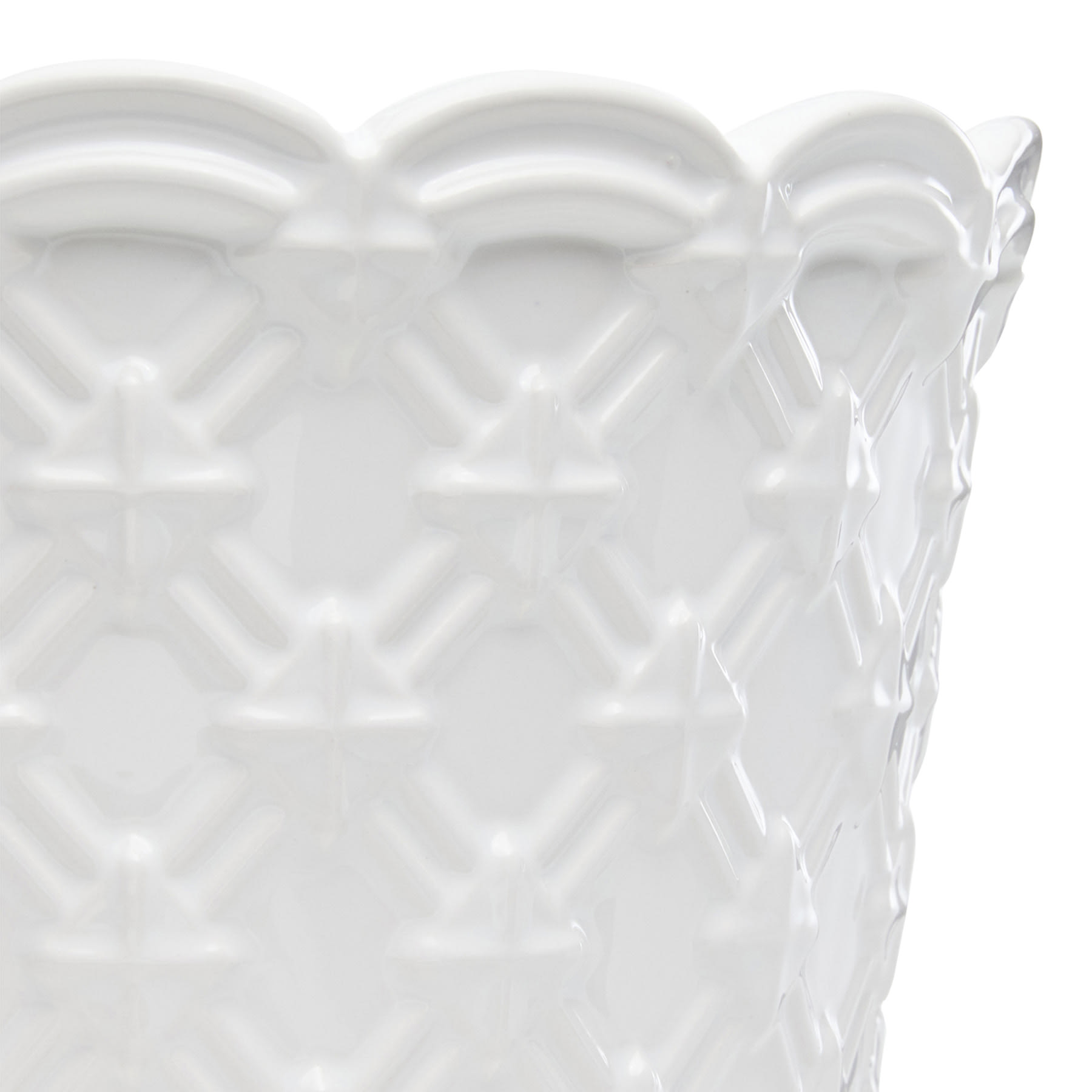 Providence Indoor White Ceramic Weave Planter, 8"