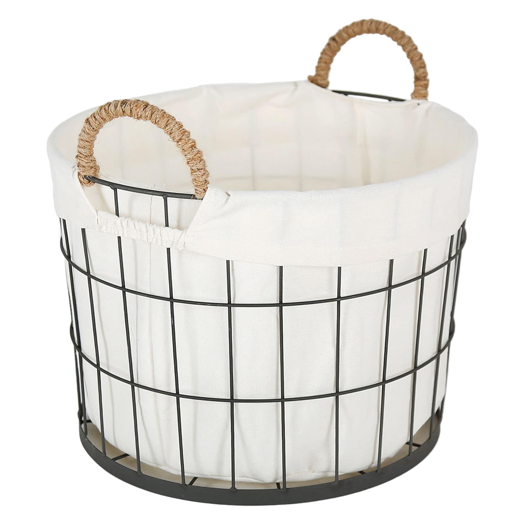 Lined Round Wire Storage Basket, Medium