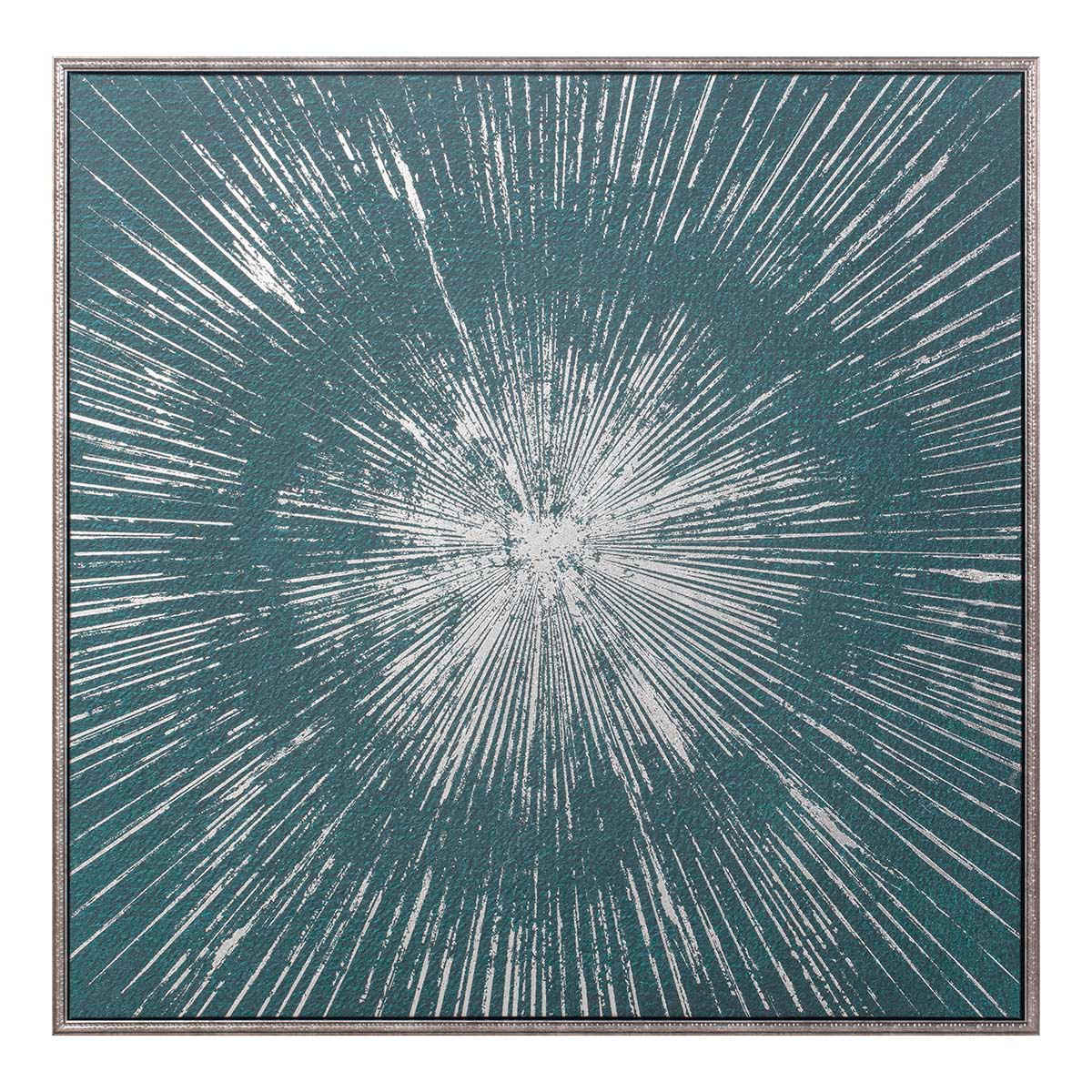 Found & Fable Framed Green & Silver Burst Canvas Wall Art, 30"