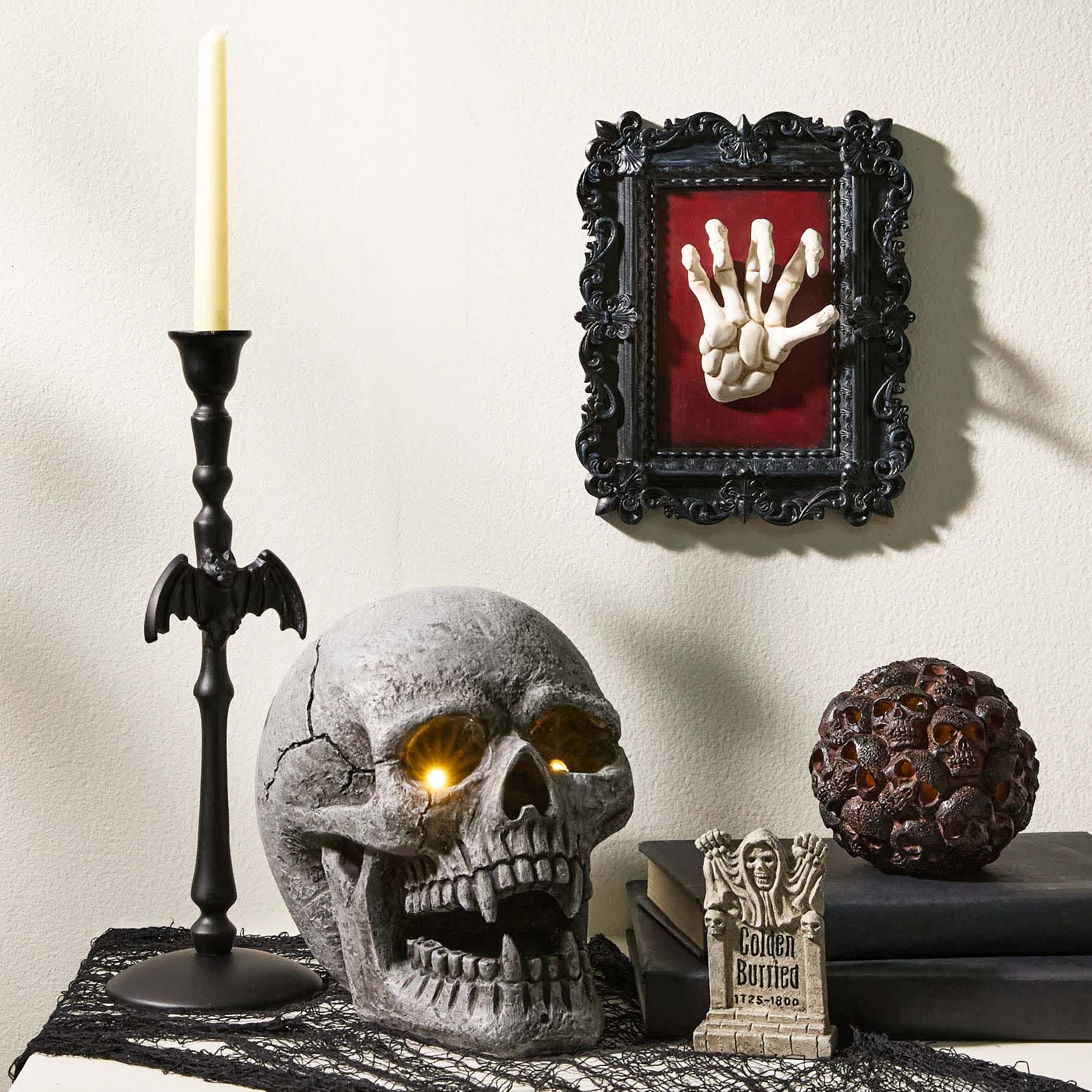 Midnight Shadows Candle Stand with Bat