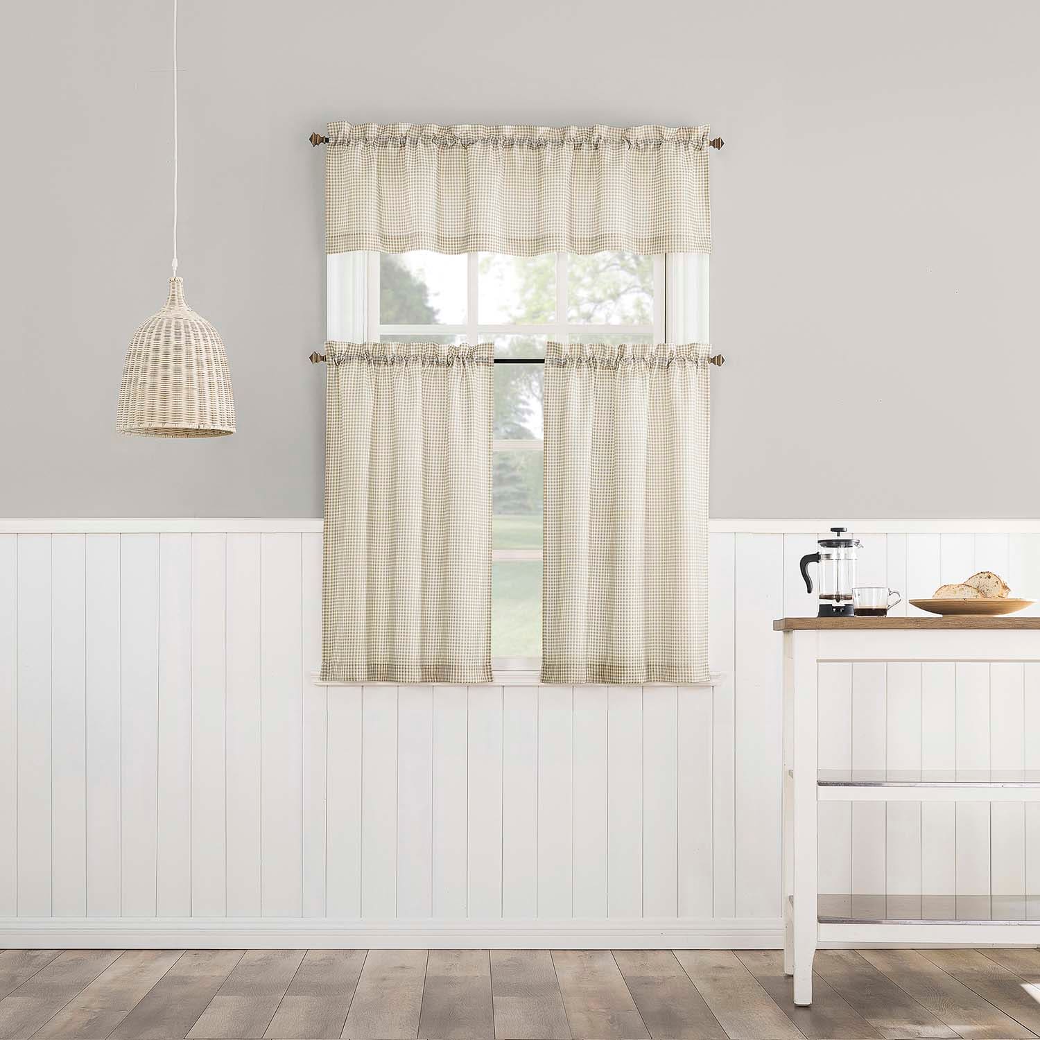 Halifax Natural Small Tiered Curtain Panel, 54"