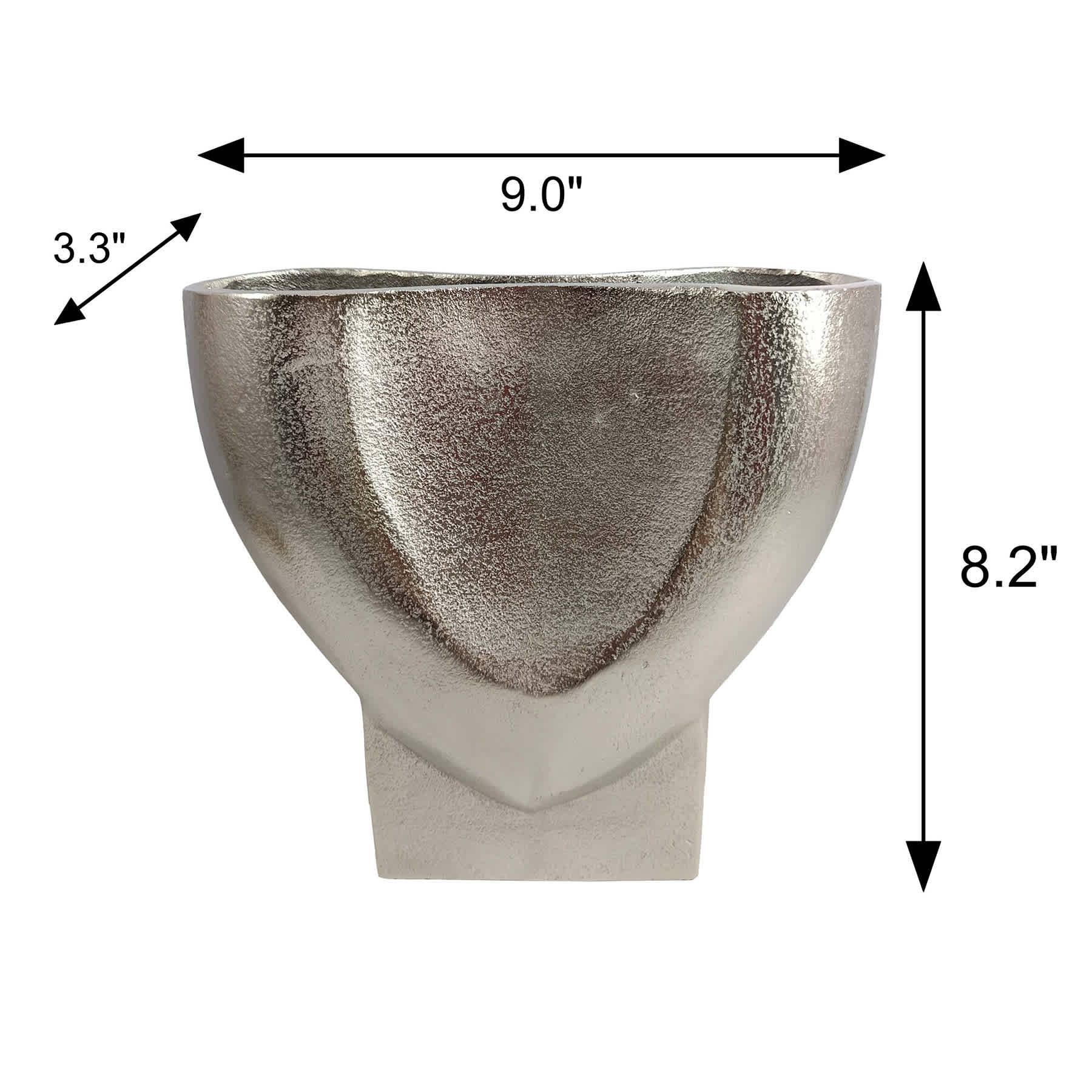 Silver Aluminum Pinched Vase, 8.2"