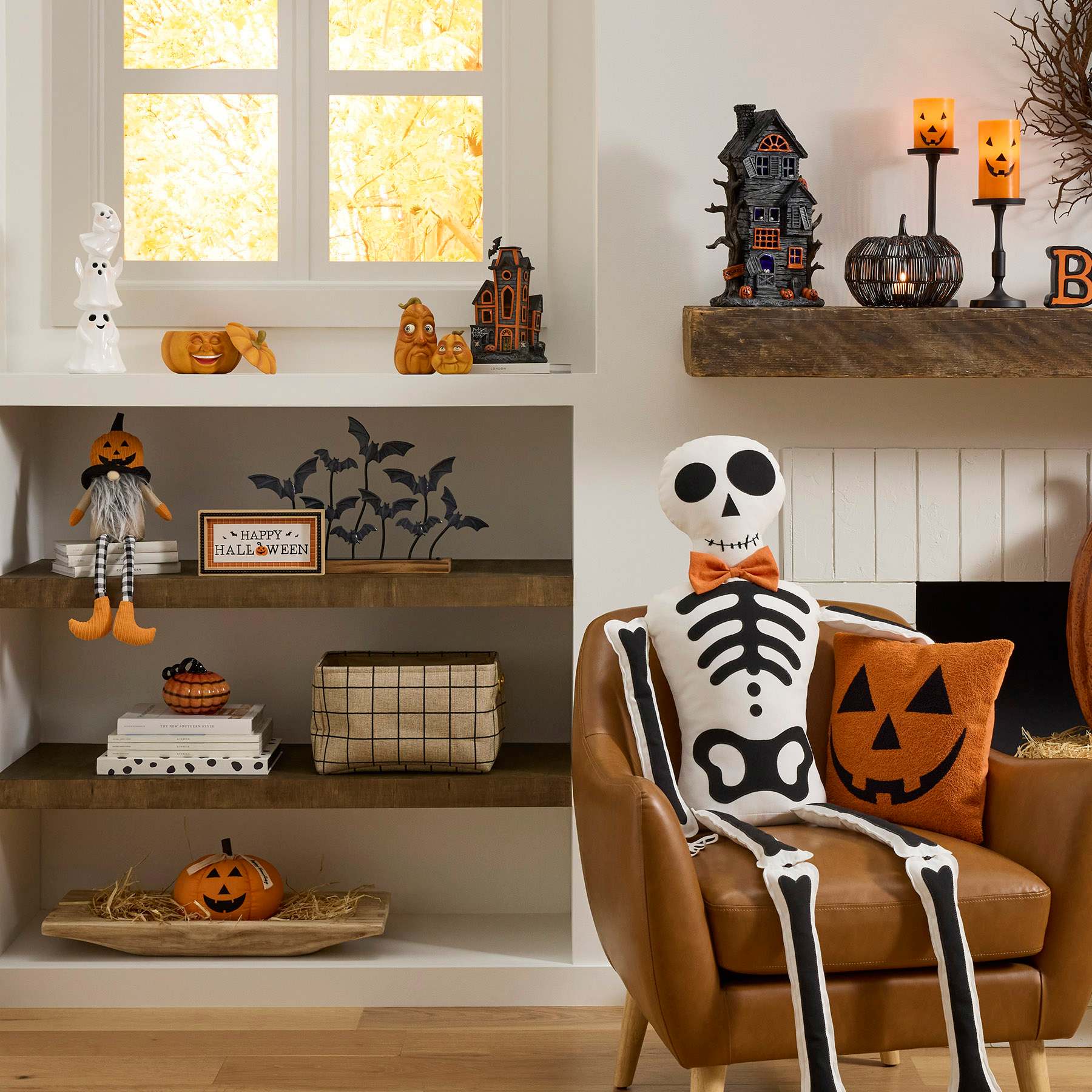 Happy Haunting Fabric Skeleton Sitter, 60"