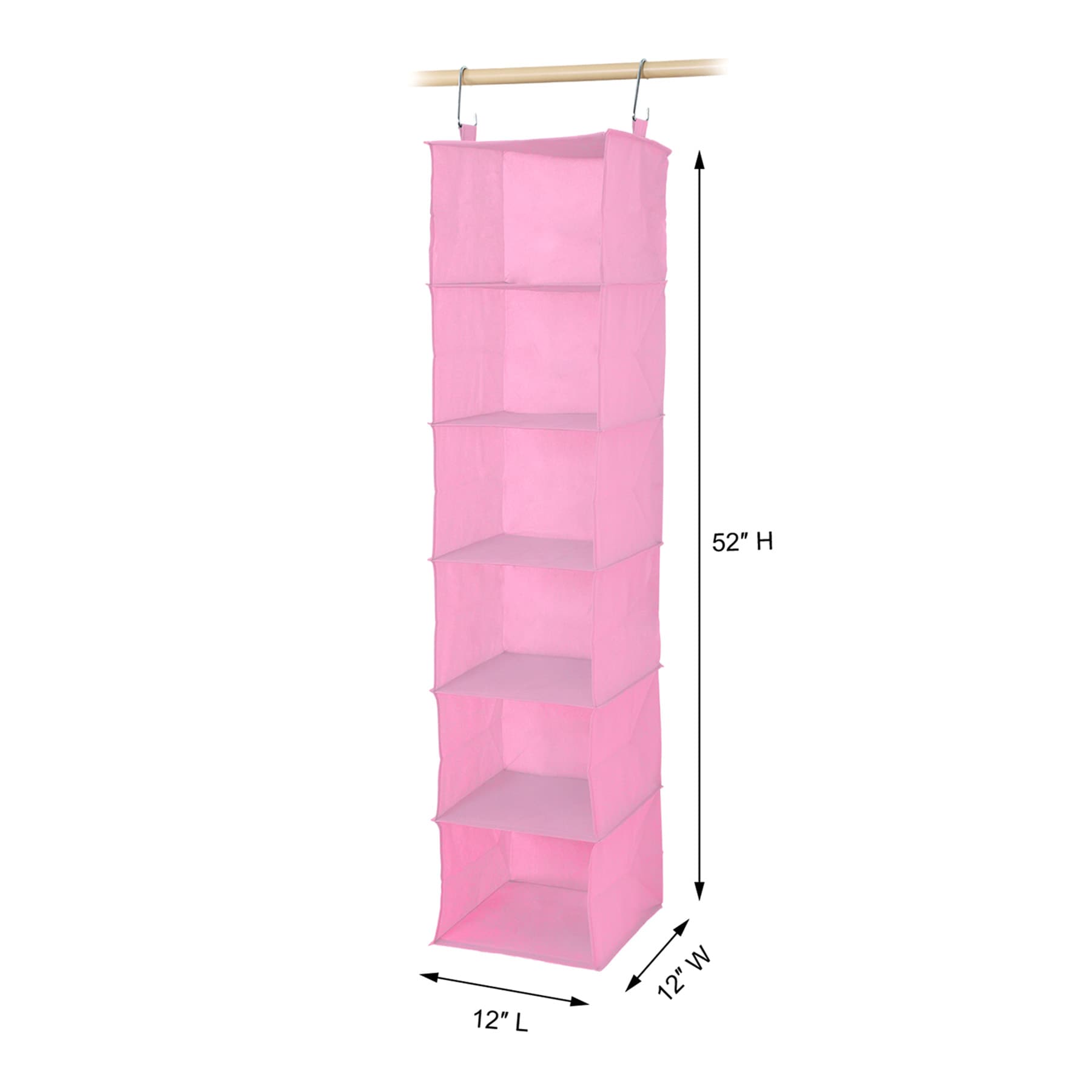 6-Piece Hanging Closet Oragnizer Set, Pink