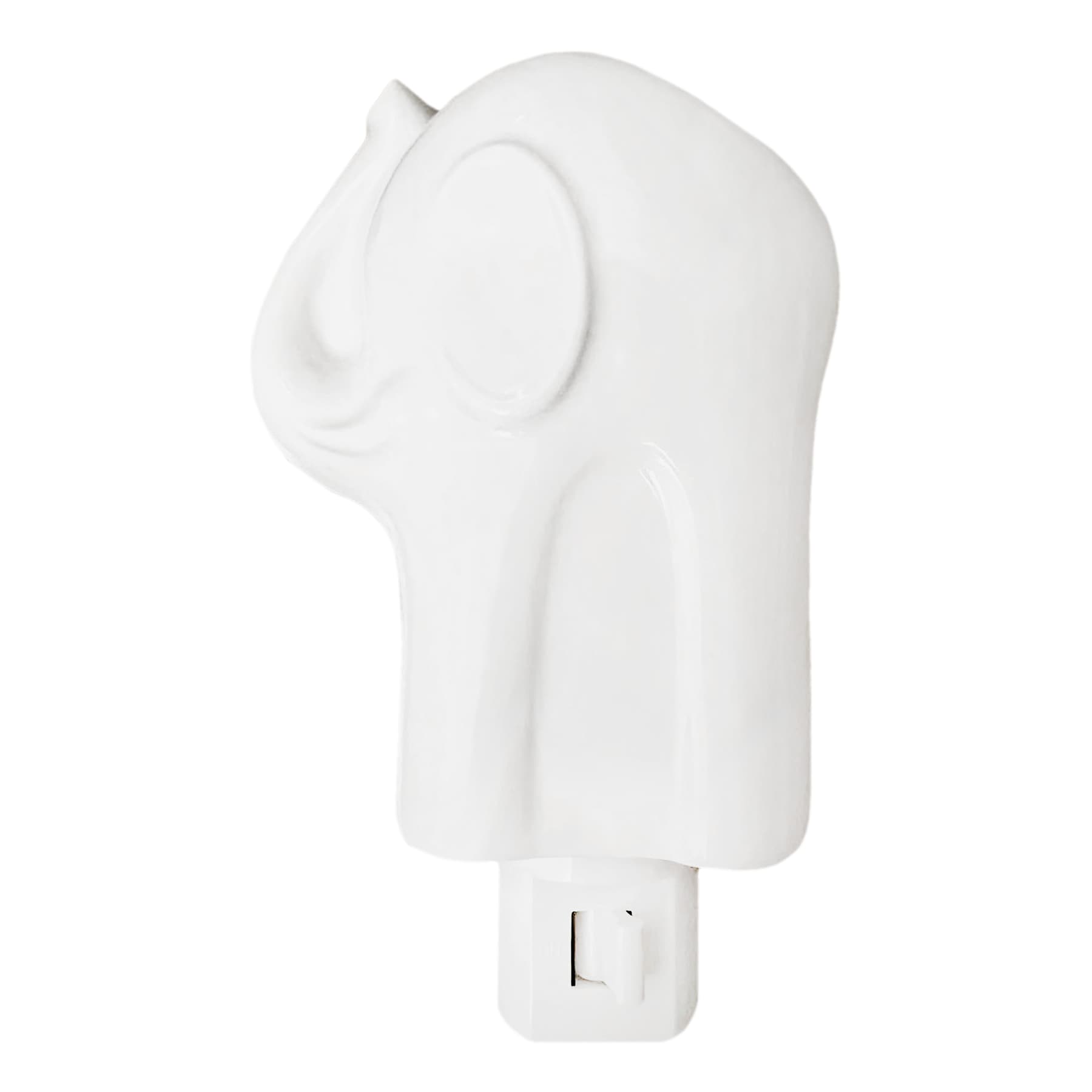 Tiny Dreamers White Ceramic Elephant Night Light, 5"
