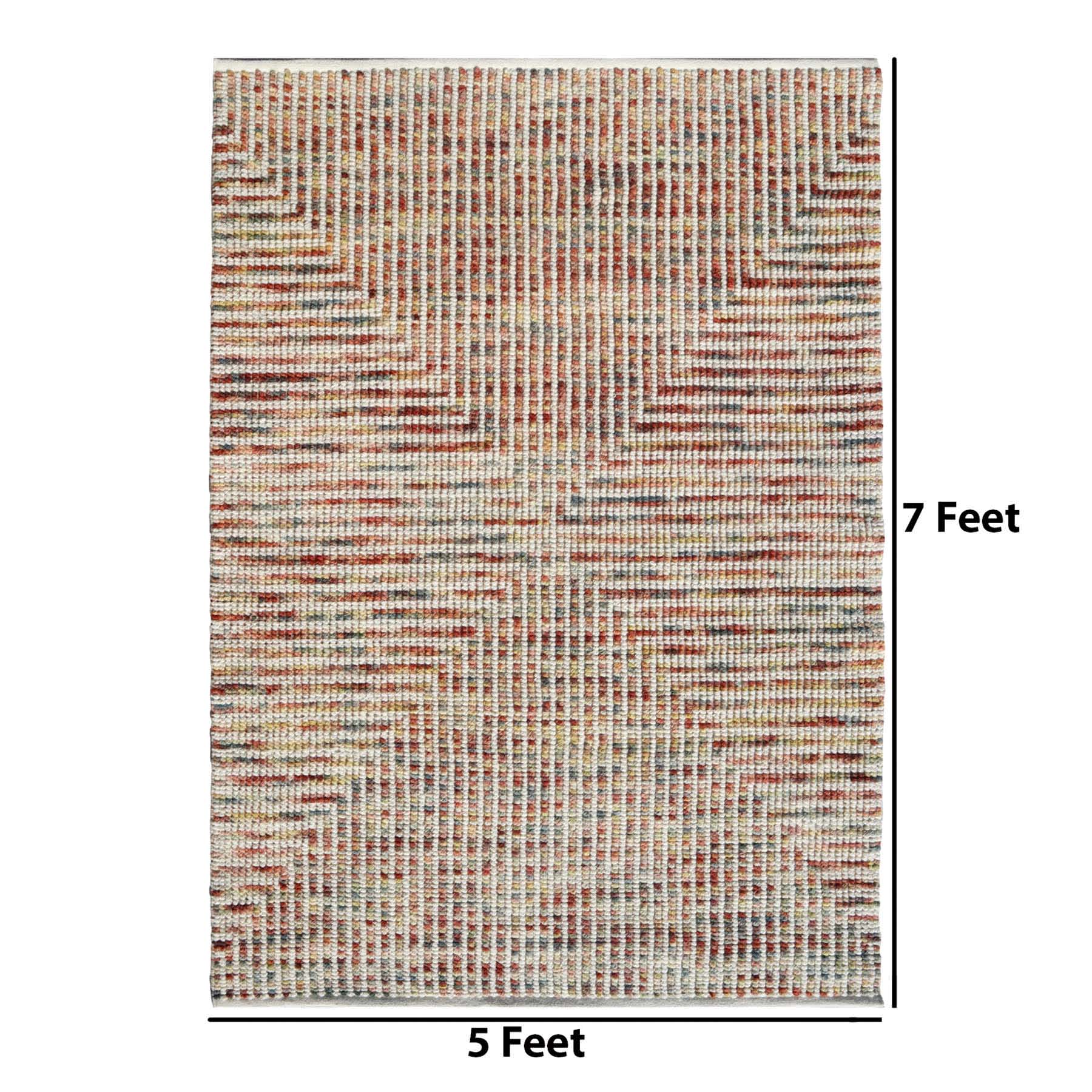 (A538) Multi-Colored Wool Area Rug, 5x7