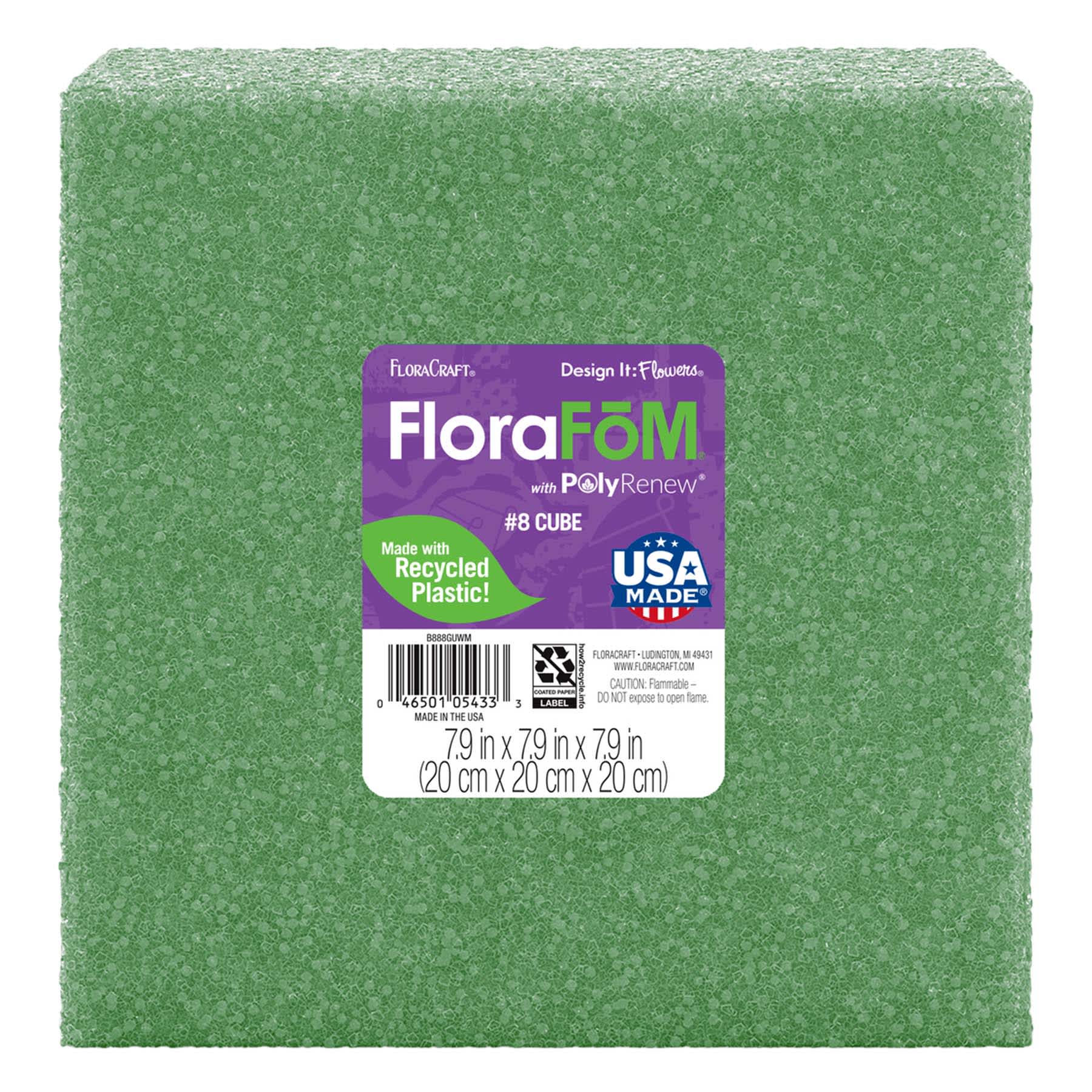 Green Floral Foam Square, 8"