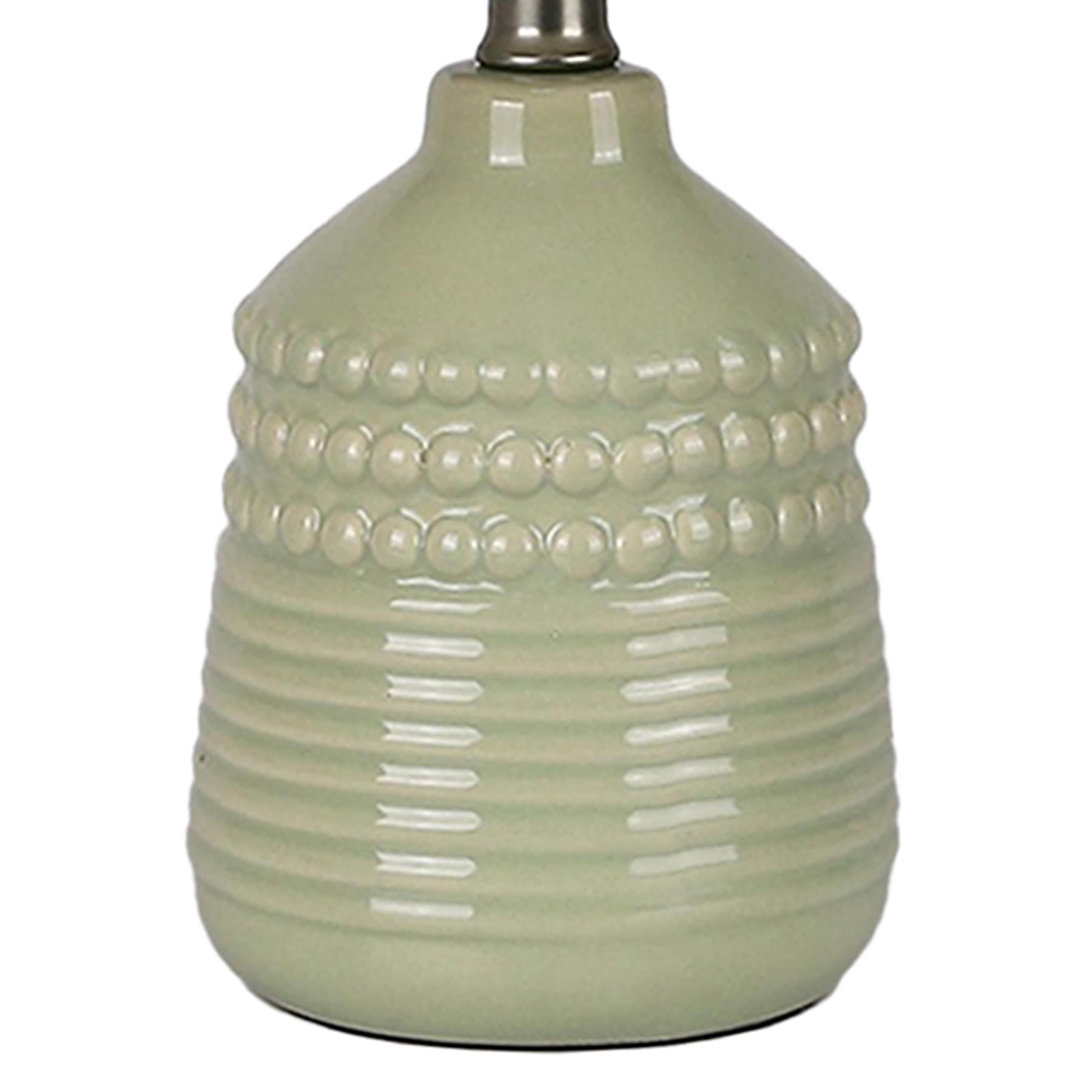 Honeybloom Green Ceramic Dot Mini Table Lamp with Shade, 12"