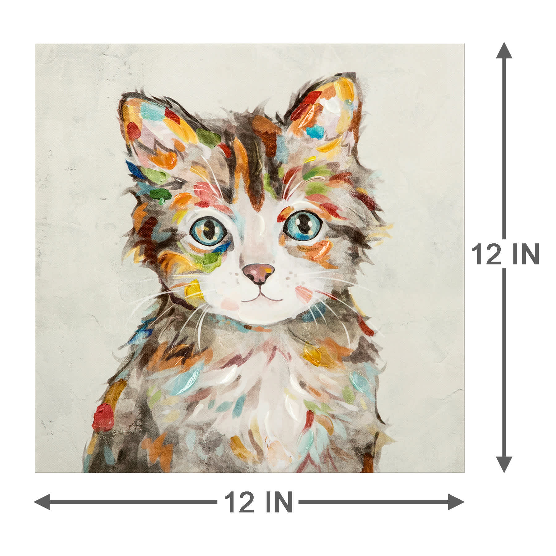 Rainbow Kitten Portrait Canvas Wall Art, 12"