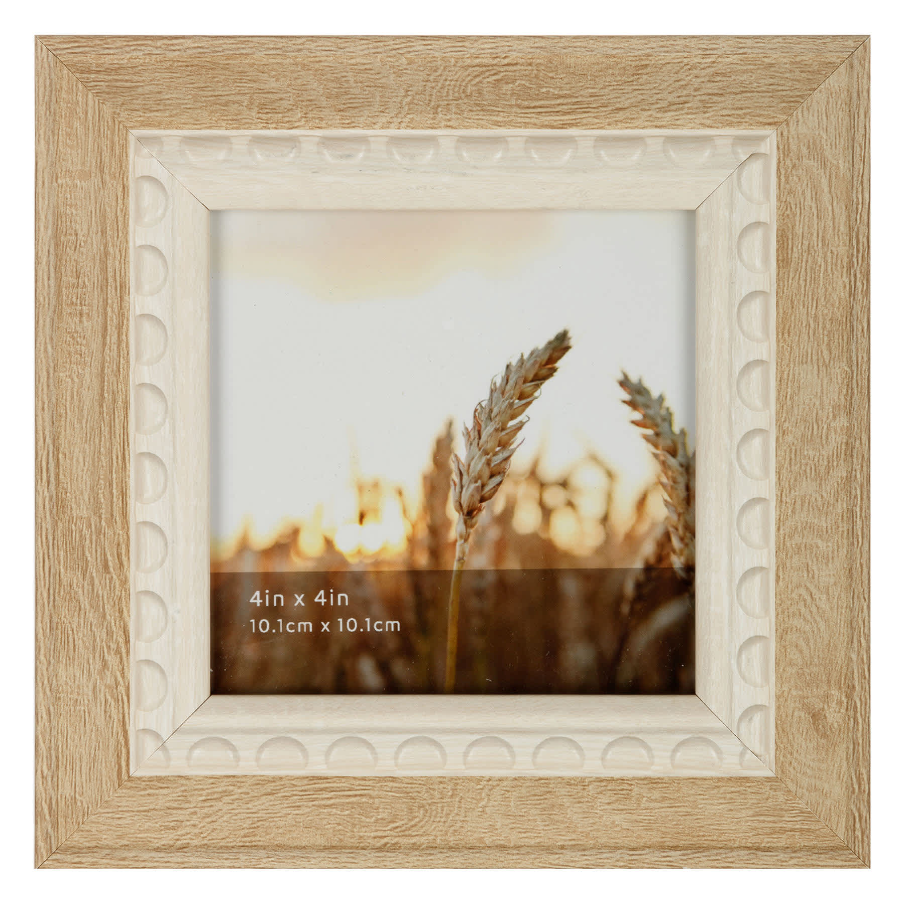 Beaded Natural Whitewash Tabletop Picture Frame, 4"