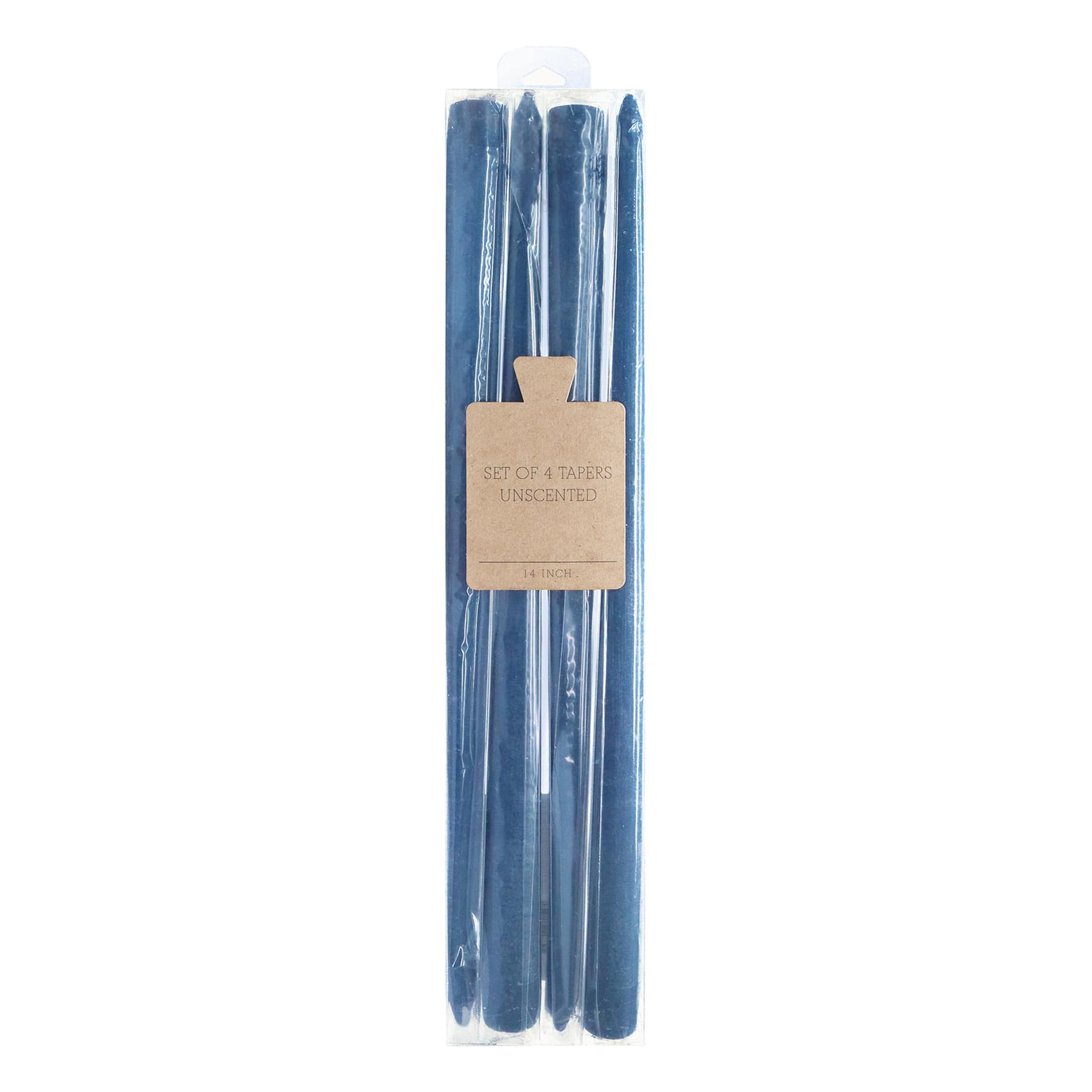 Honeybloom 4-Pack Blue Unscented Taper Candles, 14"