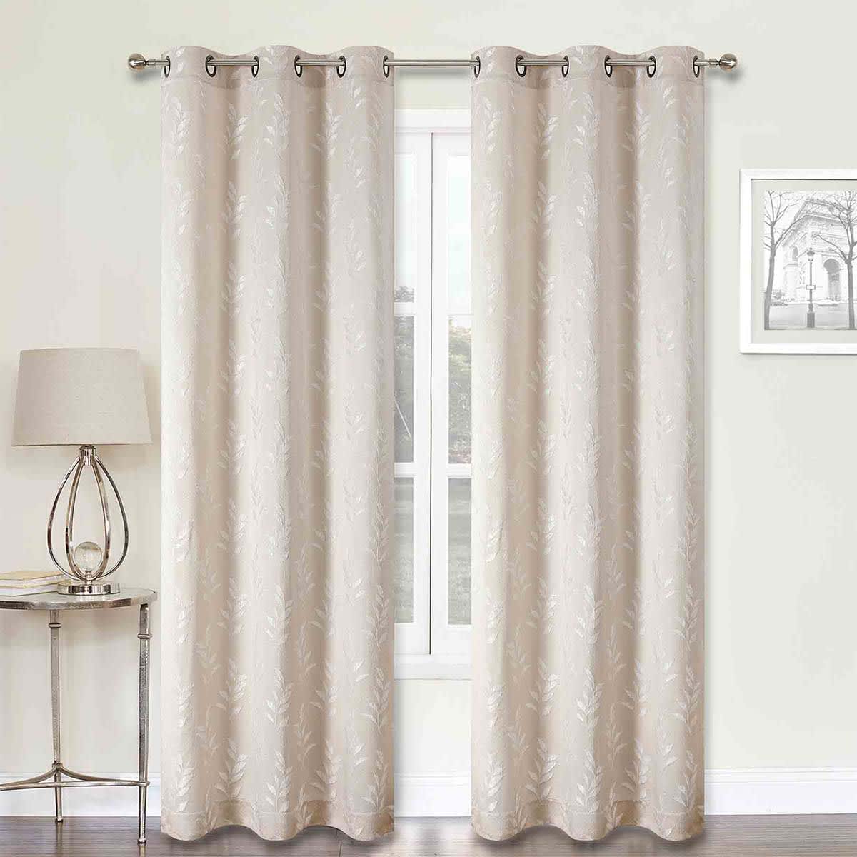 2-Pack Beige Light Filtering Grommet Curtain Panels, 84"
