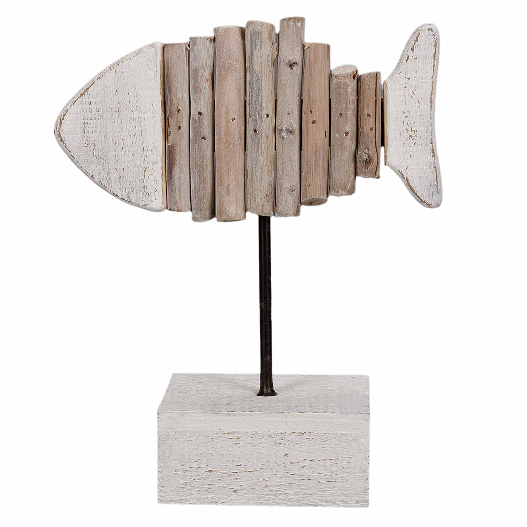 Ty Pennington Wooden Fish on Pedestal, 9.8"
