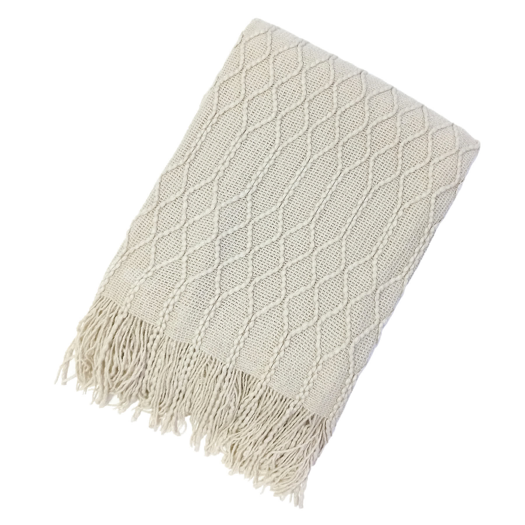 Beverly Ivory Throw Blanket, 50x60