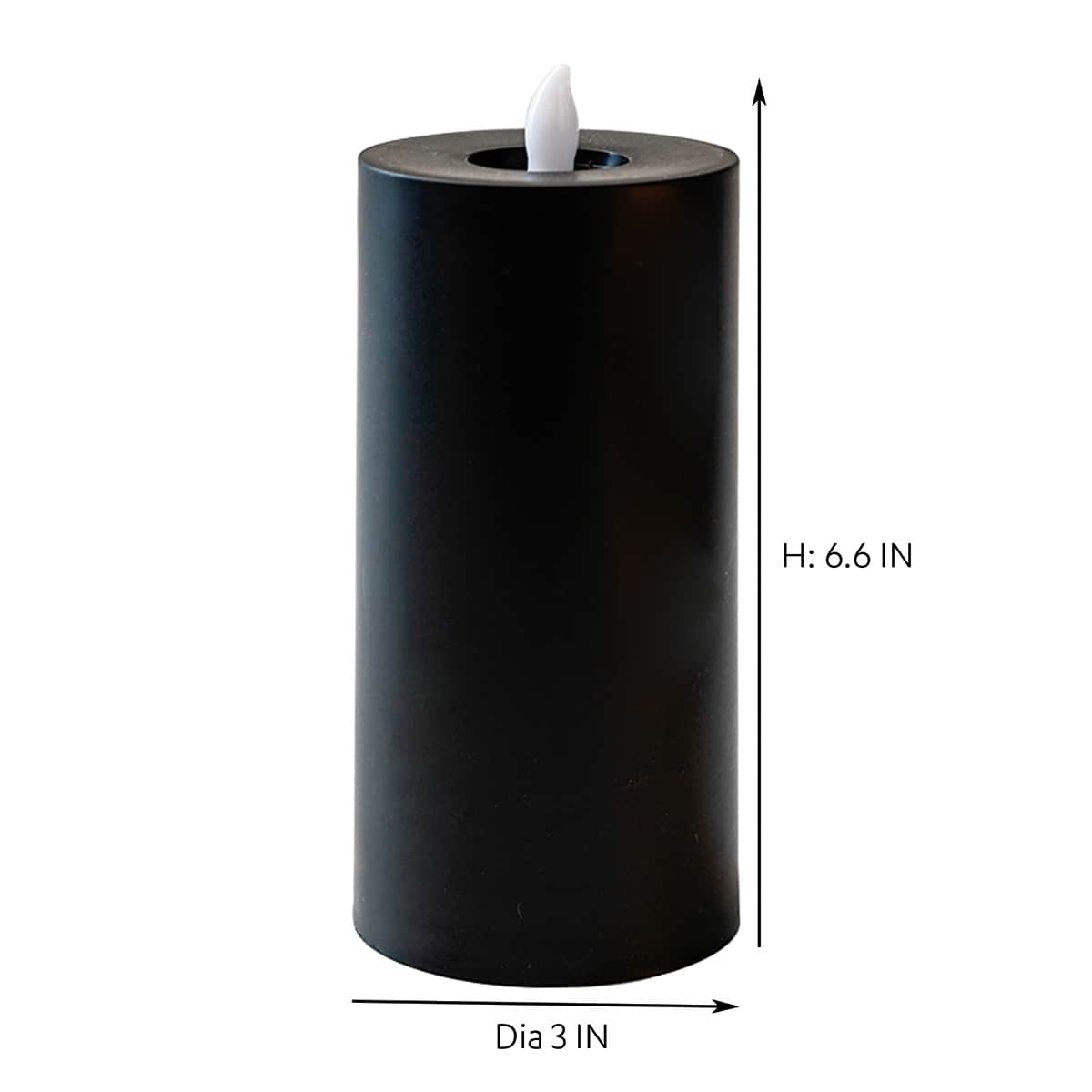 Black LED Pillar Candle with 6-Hour Timer, 3x6