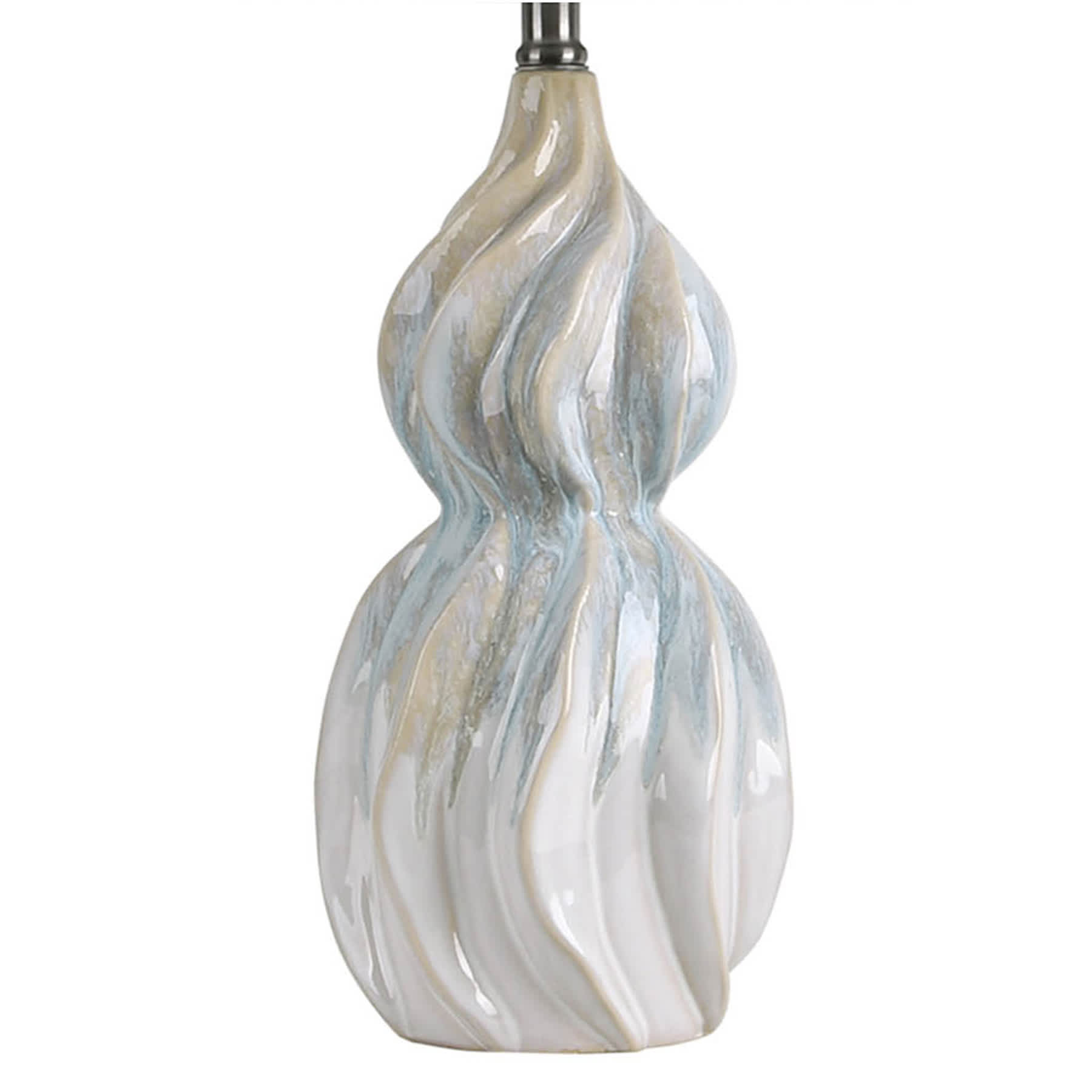 Blue Reactive Glaze Ceramic Medium Table Lamp with Shade, 25"