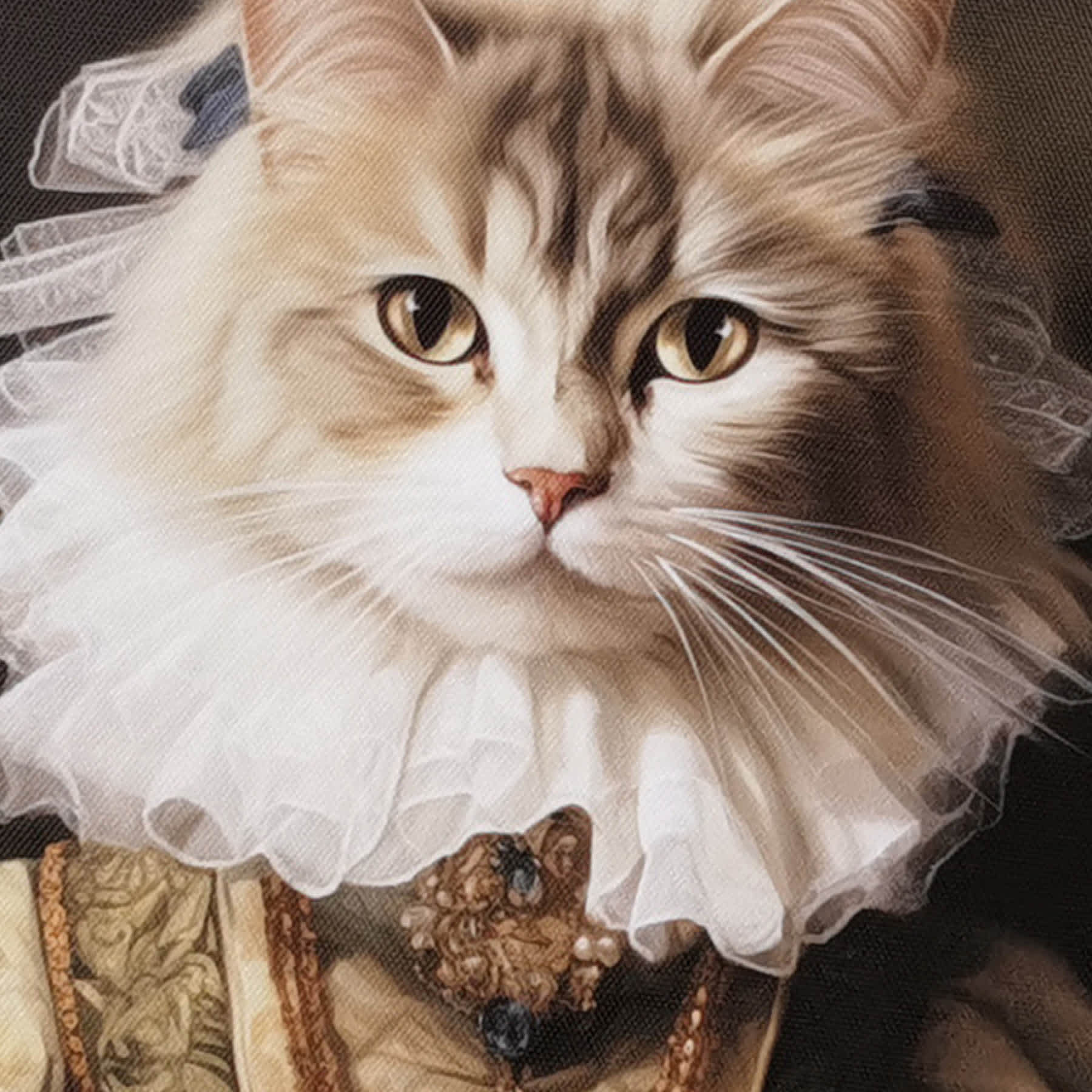 12X12 Grey Victorian Cat Canvas Wall Art