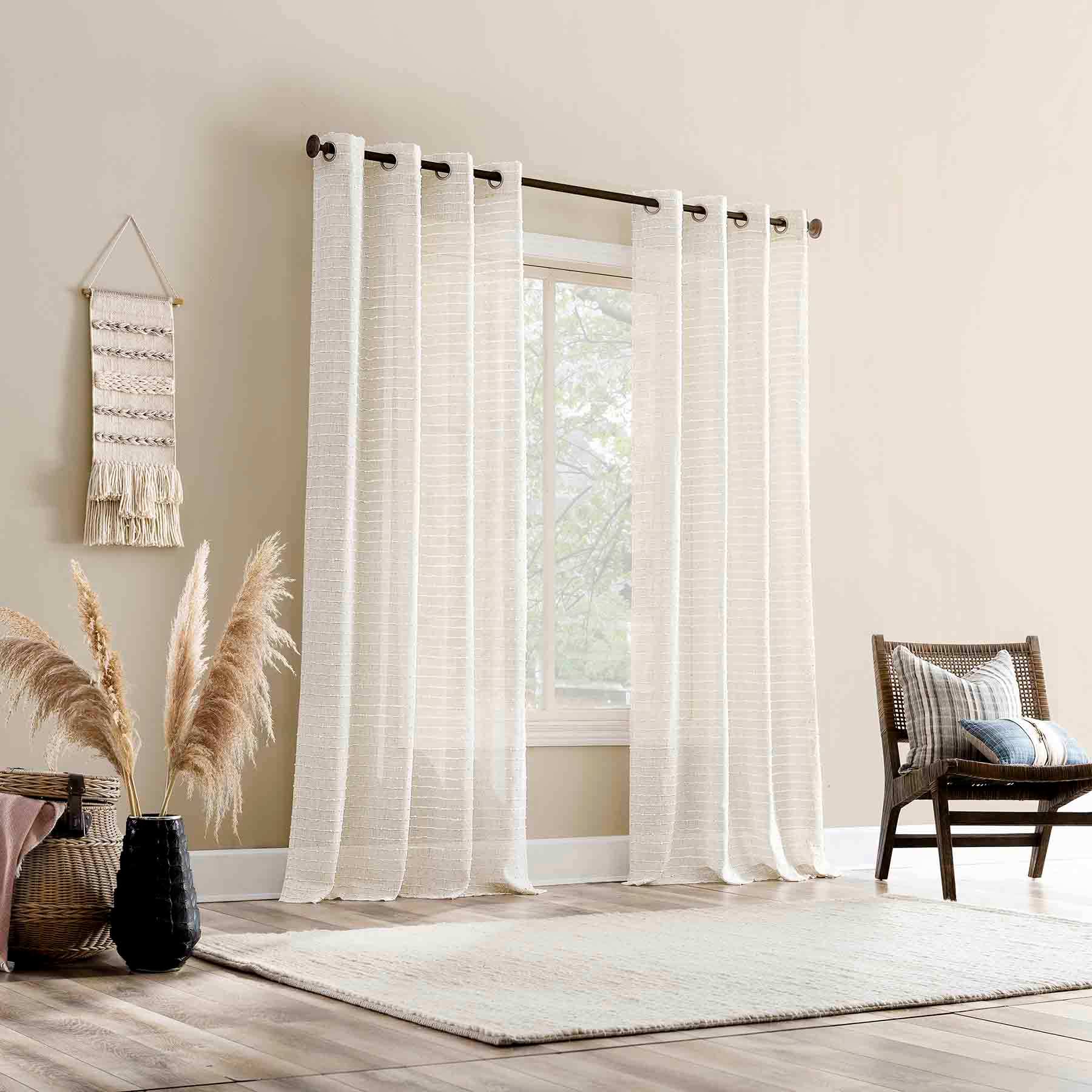Nordic White Sheer Grommet Curtain Panel, 84"