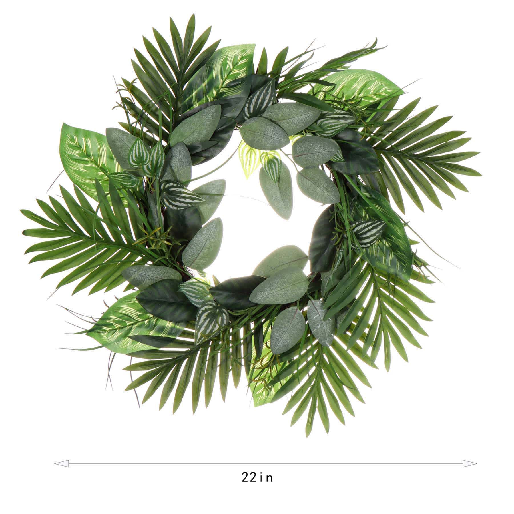 Green Leaves Wreath, 22"