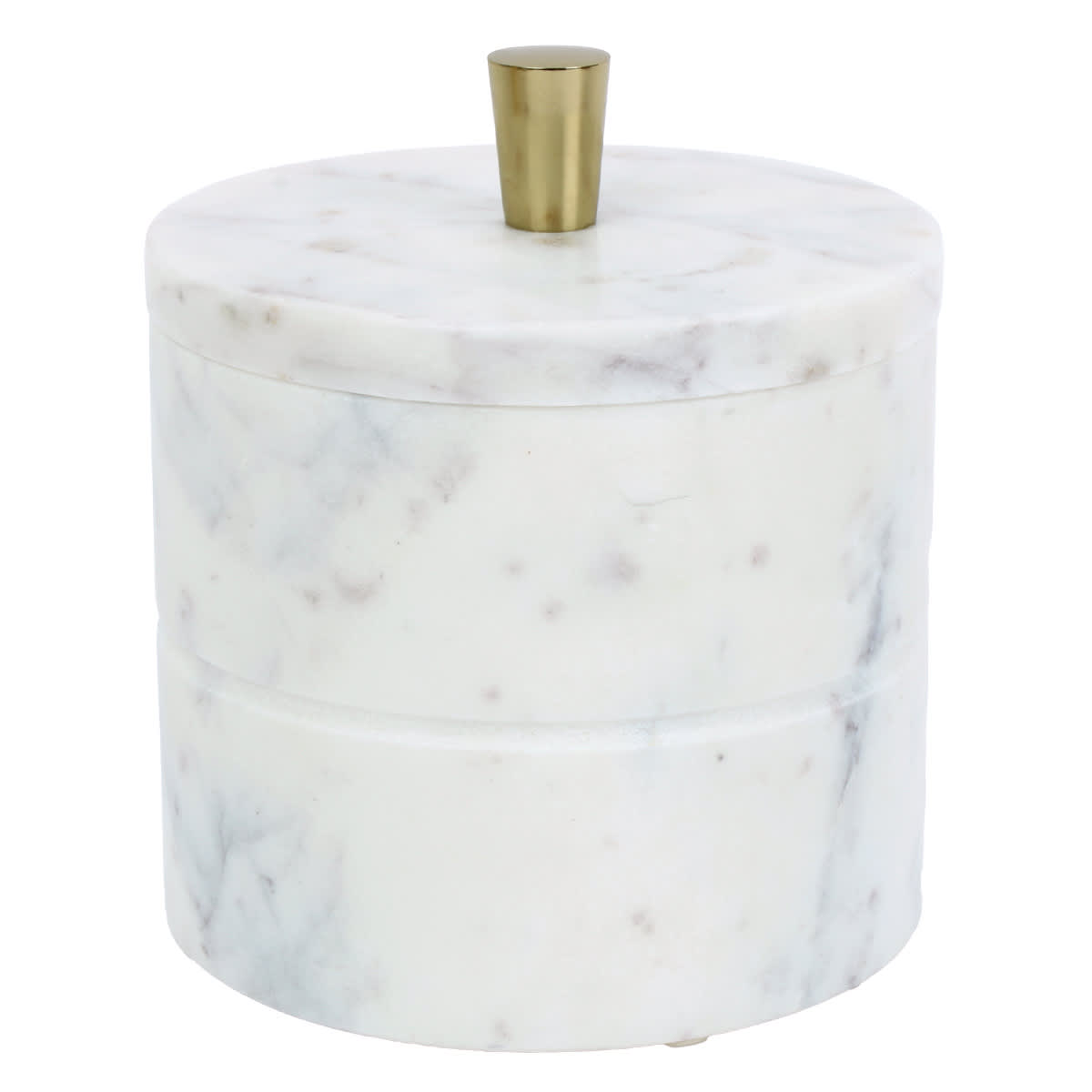 White & Grey Marble Box with Gold Metal Handle, 5x5