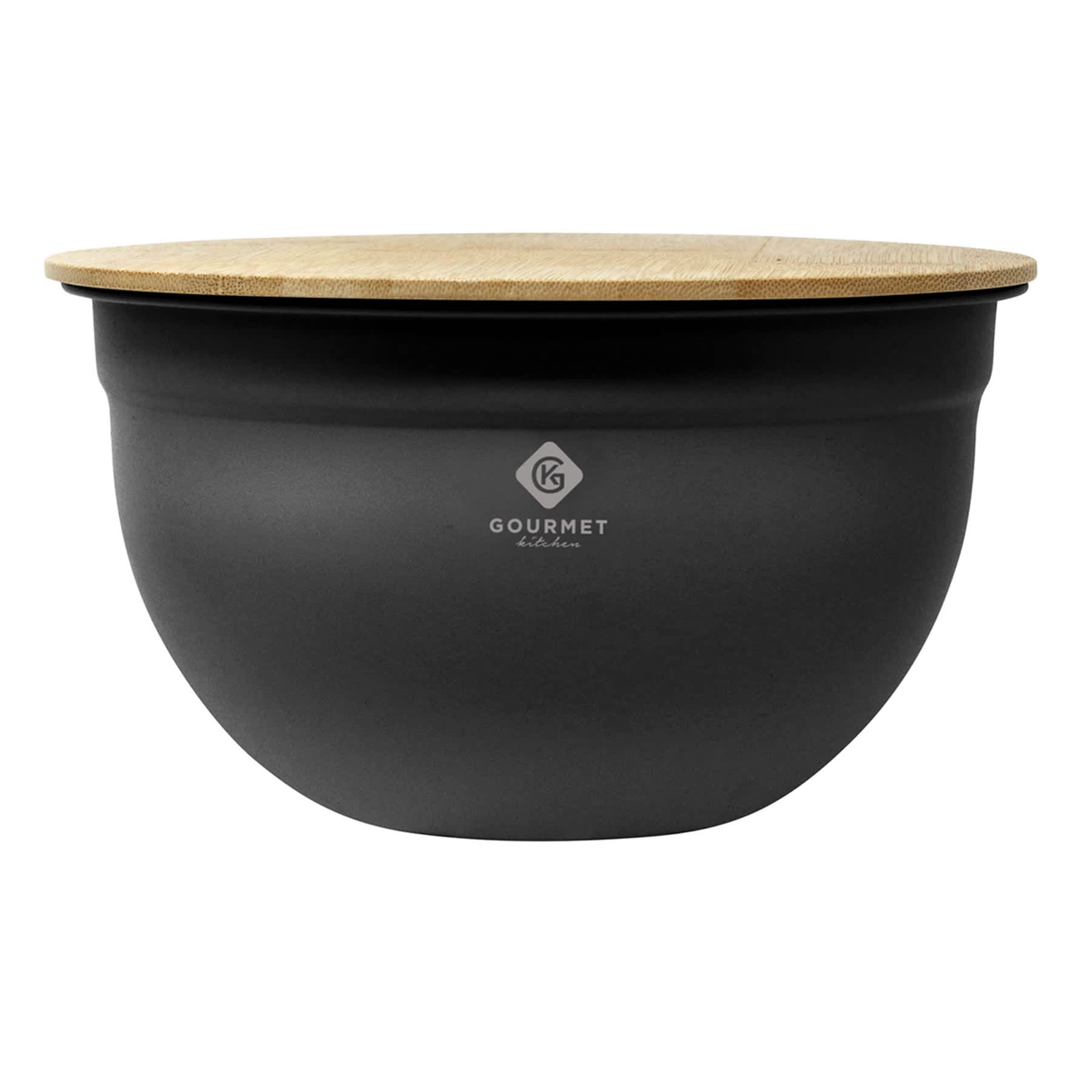 Black Steel Mixing Bowl with Bamboo Lid, Small
