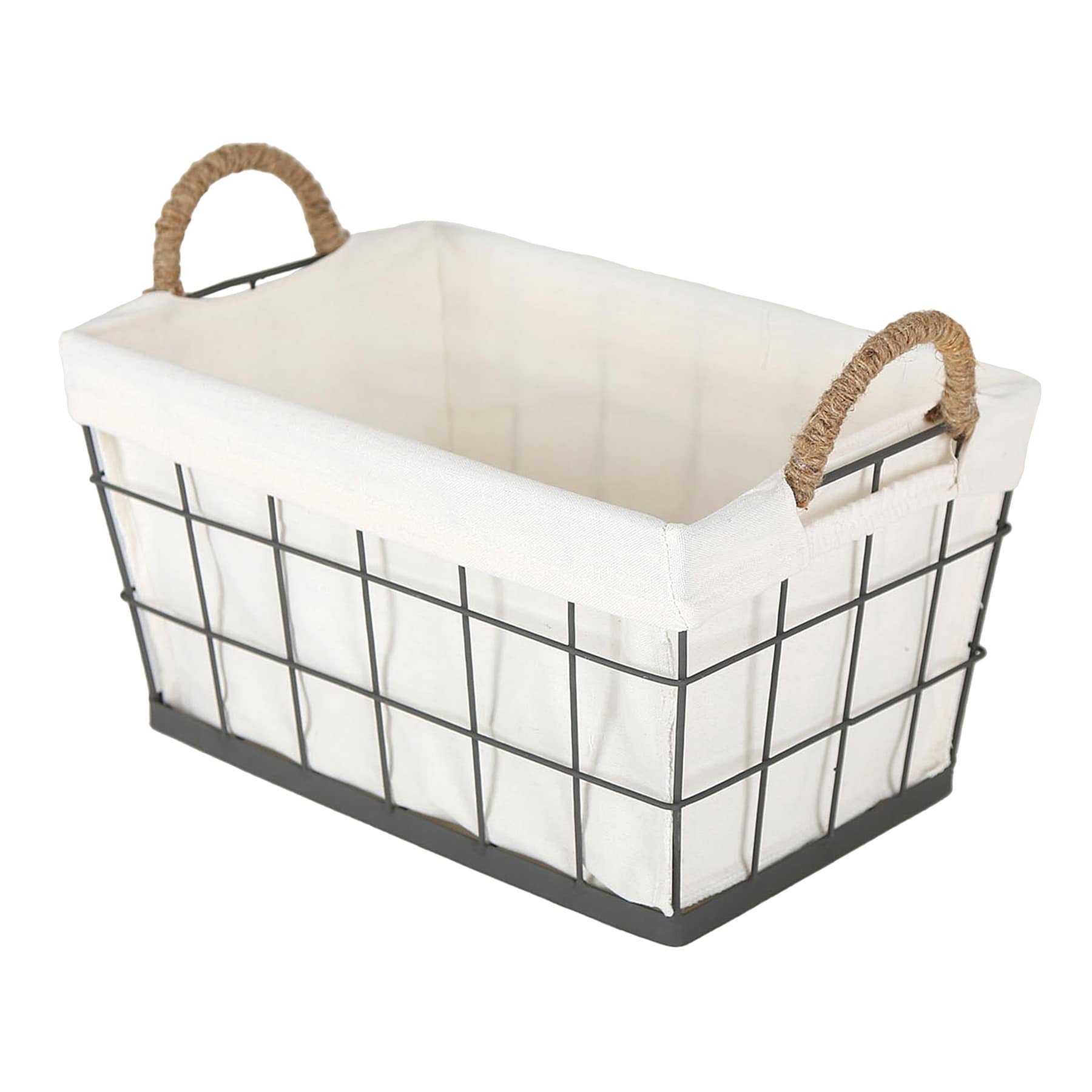 Lined Rectangle Wire Storage Basket, Large