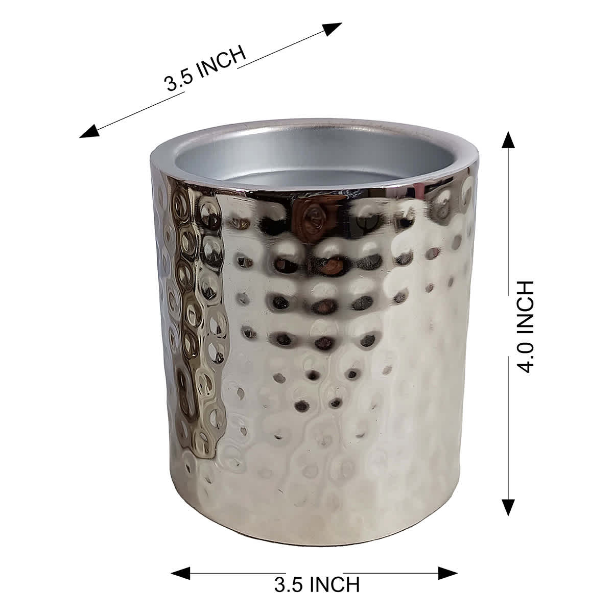 Found & Fable Silver Hammered Pillar Candle Holder, 4"