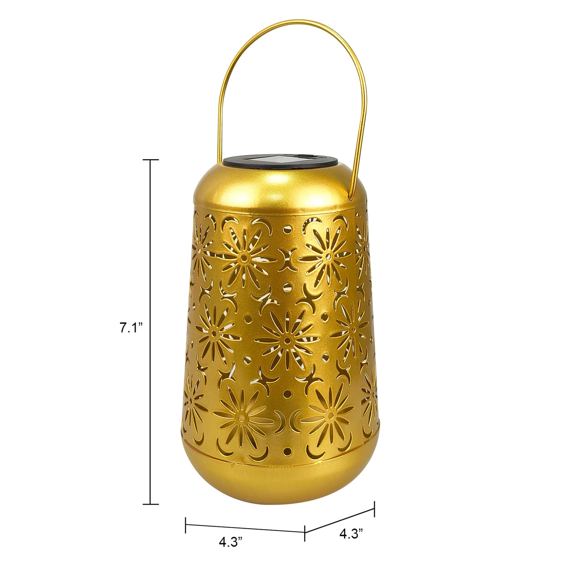 Gold Geometric Cutout Lantern, 7"