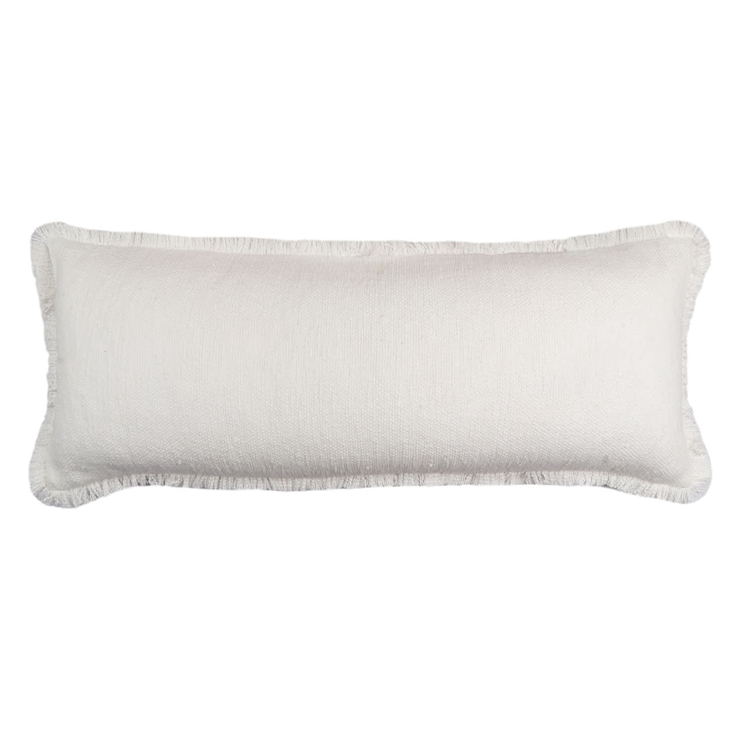 Found & Fable Solid White Woven Throw Pillow with Fringe, 14x36