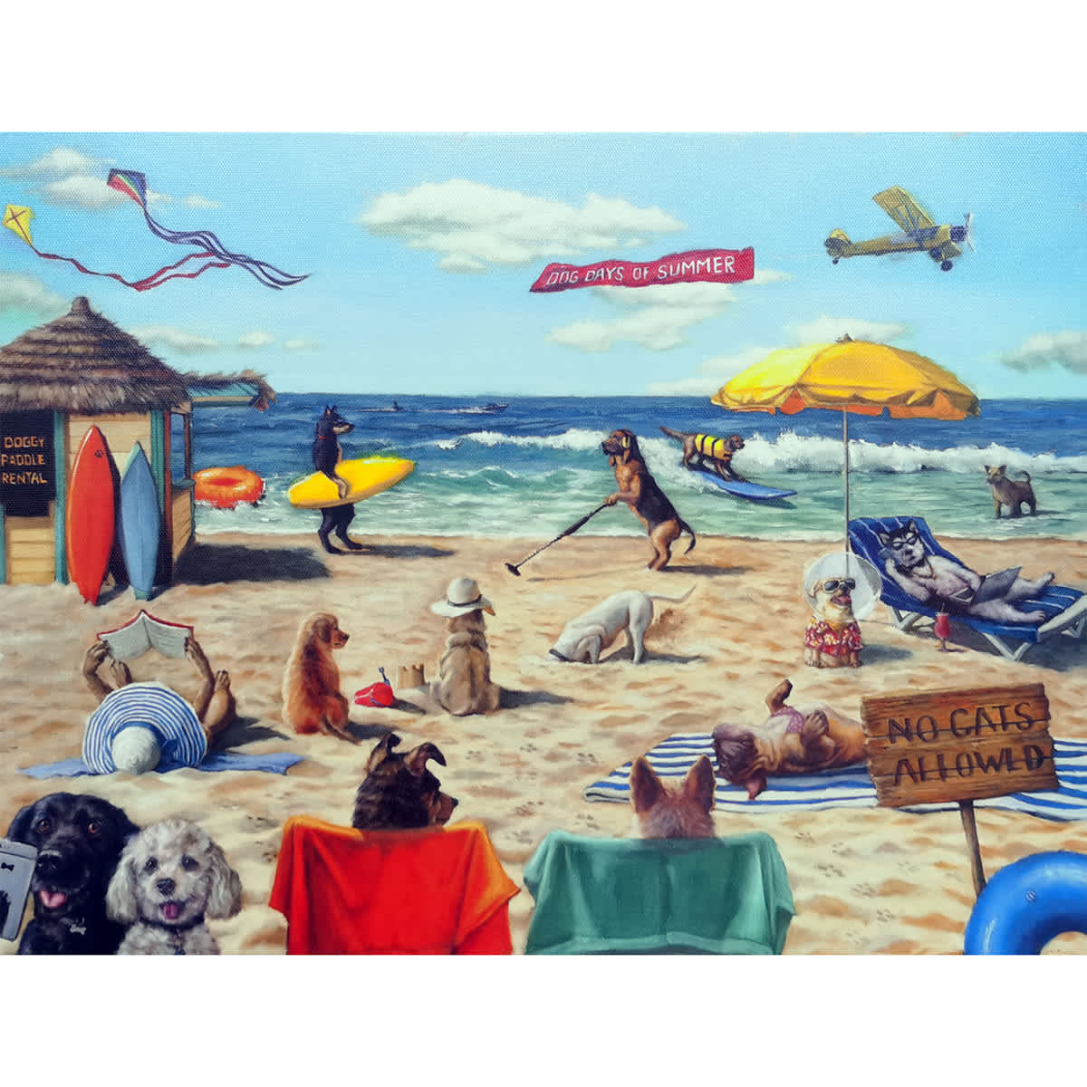 Dog Beach Canvas Wall Art, 16x12
