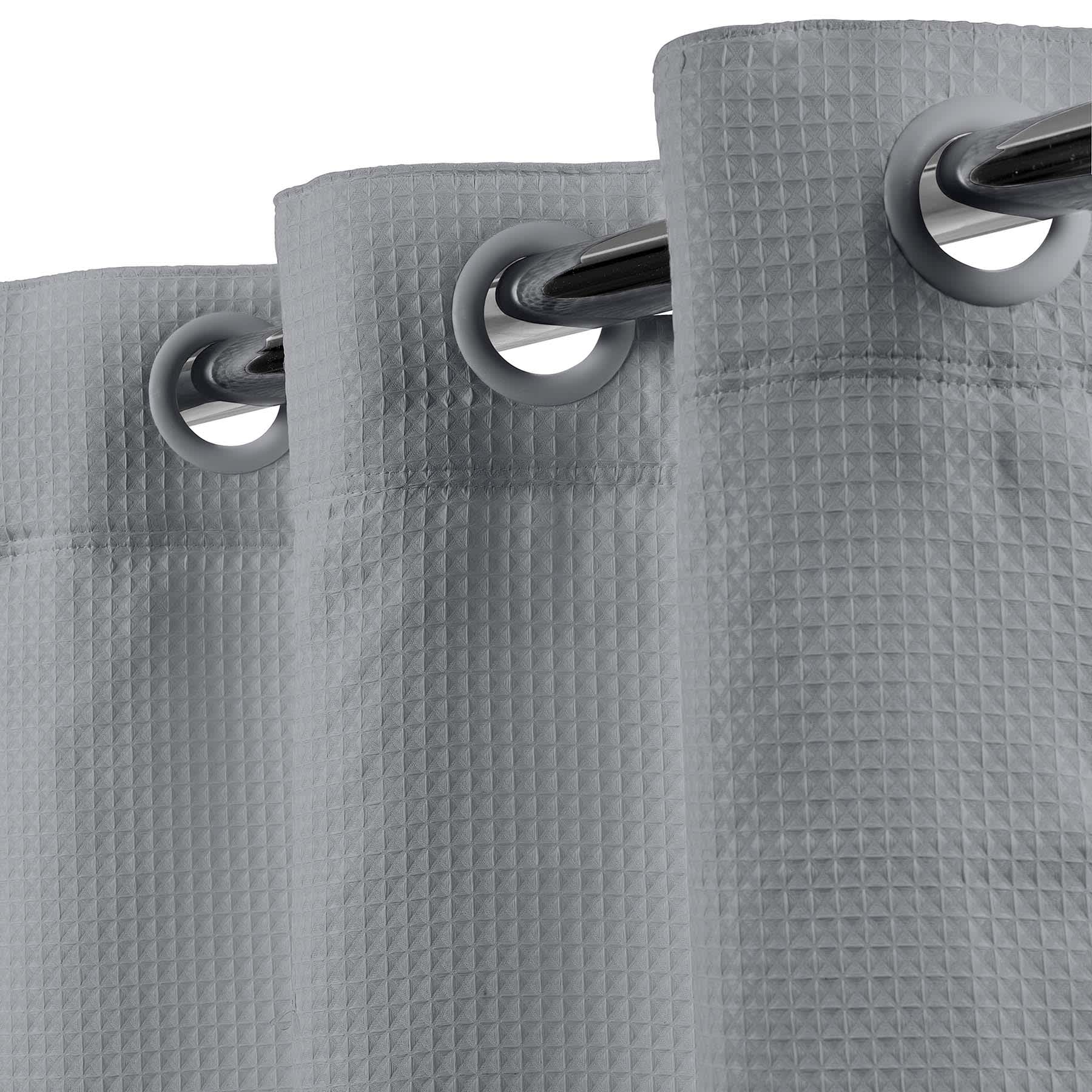 Stone Hookless Waffle Solid Shower Curtain, 74"